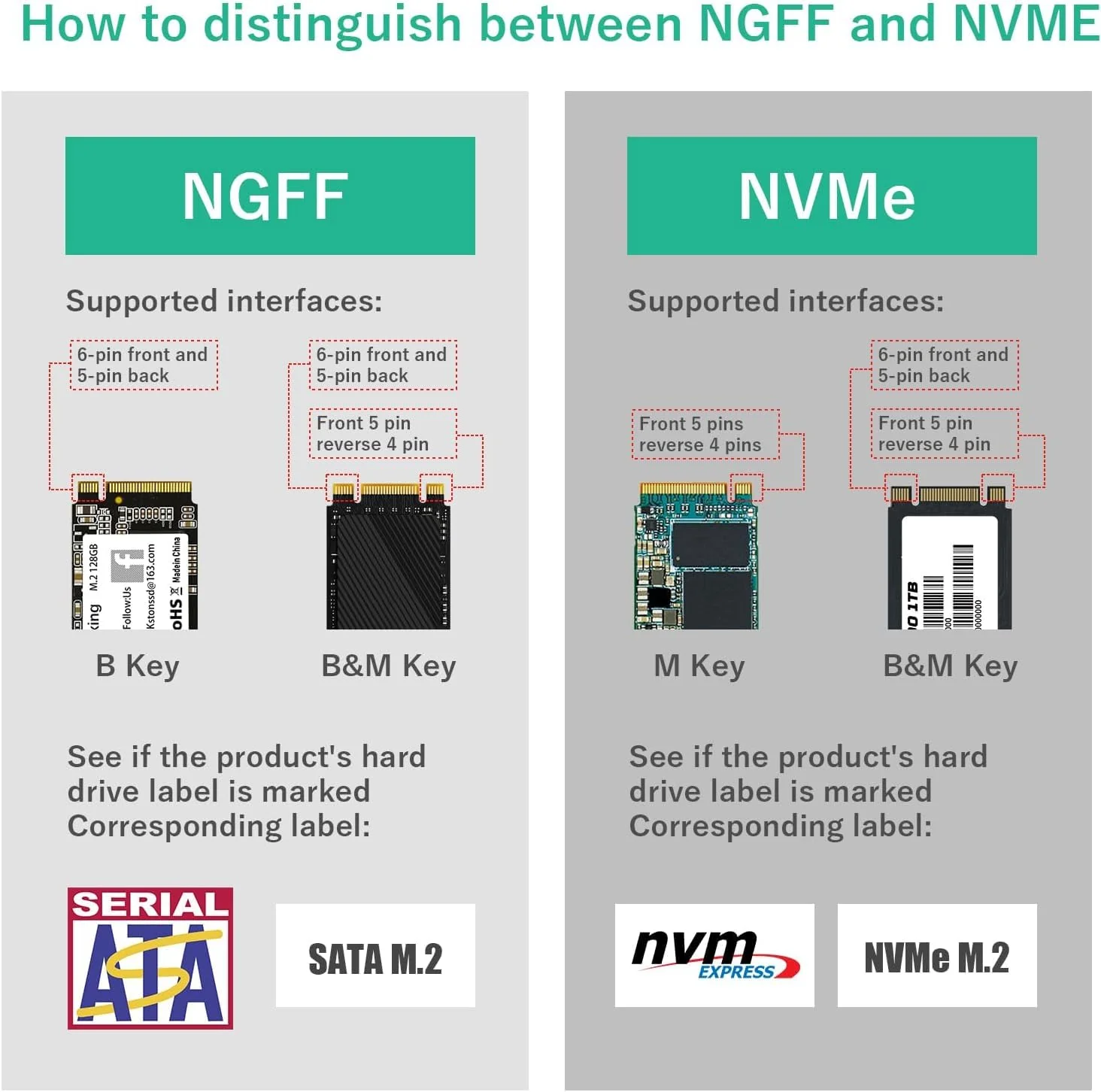 ELUTENG M.2 SATA to SATA Adapter (Not Support NVME/M.2 PCIE) MSATA and B Key/B&M Key M.2 NGFF SDD to 2.5" SATA III 2 in 1 Converter Supports MSATA/M.2 NGFF SSD Not for M Key M.2 NGFF/MSATA to SATA - Image 3