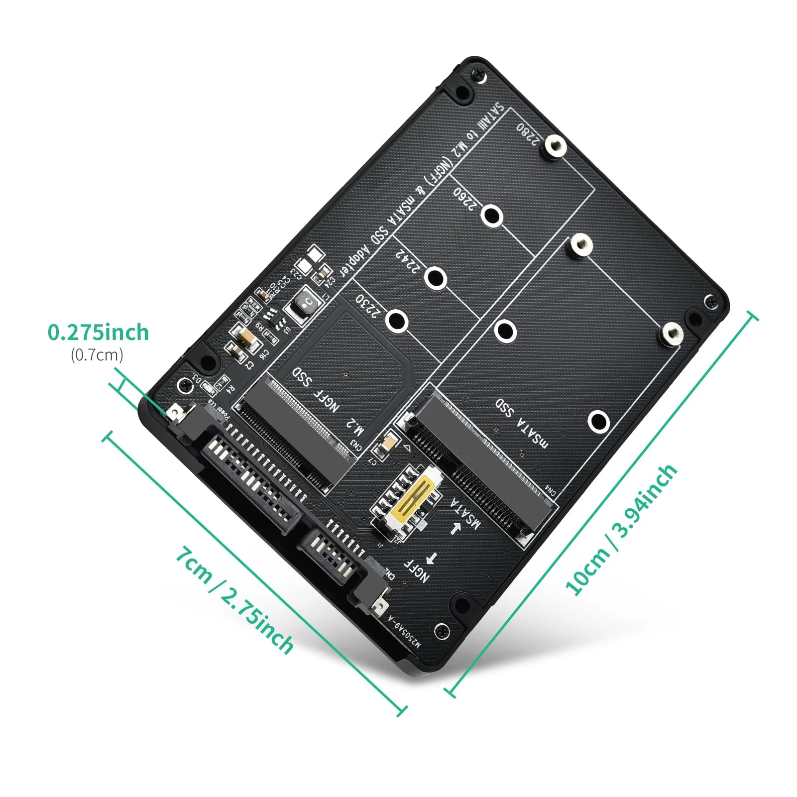 ELUTENG M.2 SATA to SATA Adapter (Not Support NVME/M.2 PCIE) MSATA and B Key/B&M Key M.2 NGFF SDD to 2.5" SATA III 2 in 1 Converter Supports MSATA/M.2 NGFF SSD Not for M Key M.2 NGFF/MSATA to SATA - Image 6