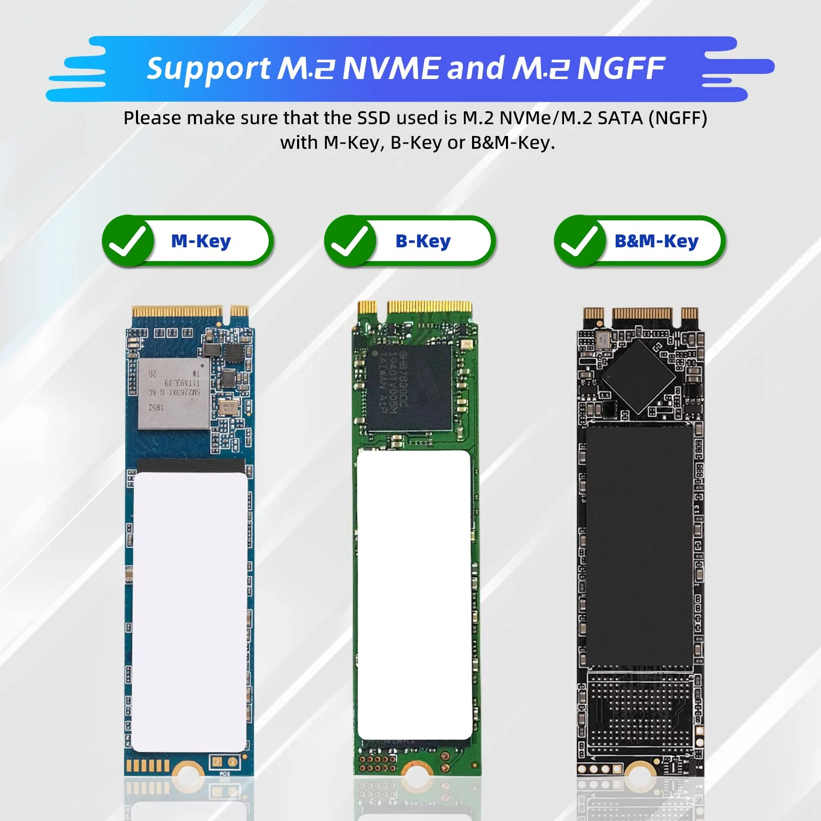 ELUTENG M.2 to USB Adapter Dual Protocol M.2 NVME SATA Hard Drive USB3.1 Gen2 10Gbps USB to NVME PCI-E SSD Reader M Key & B+M Key Support UASP for 2280 2260 2242 2230 SSD Enclosure M.2 NVME&NGFF - Image 4