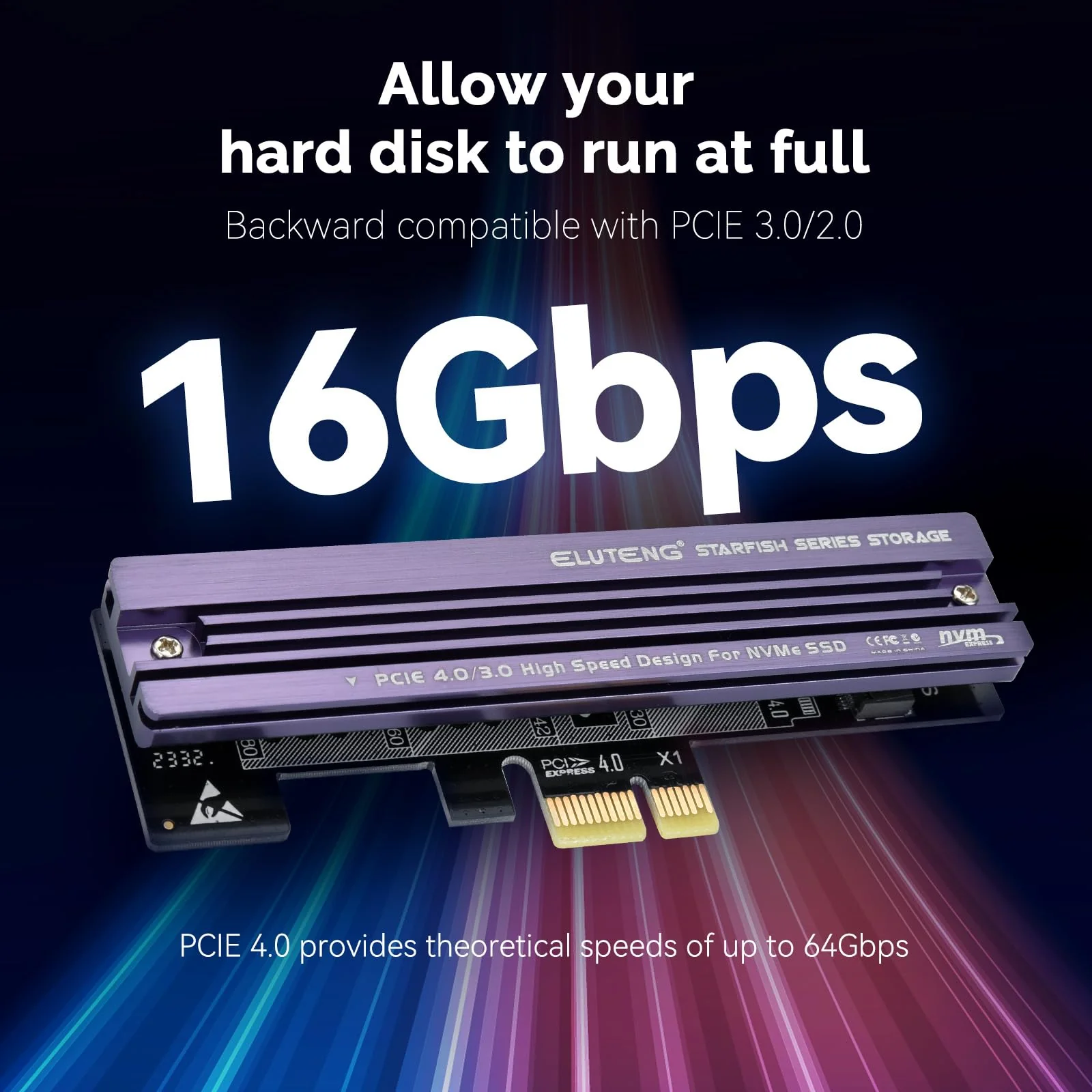 ELUTENG NVME PCIe 4.0 Adapter M.2 NVME SSD to PCI-e Slots X1 X4 X8 X16 Expansion Card with Aluminum Heatsink NVME SSD to PCI Express Card Low Profile Bracket Support 2230 2242 2260 2280 SSD - Image 2