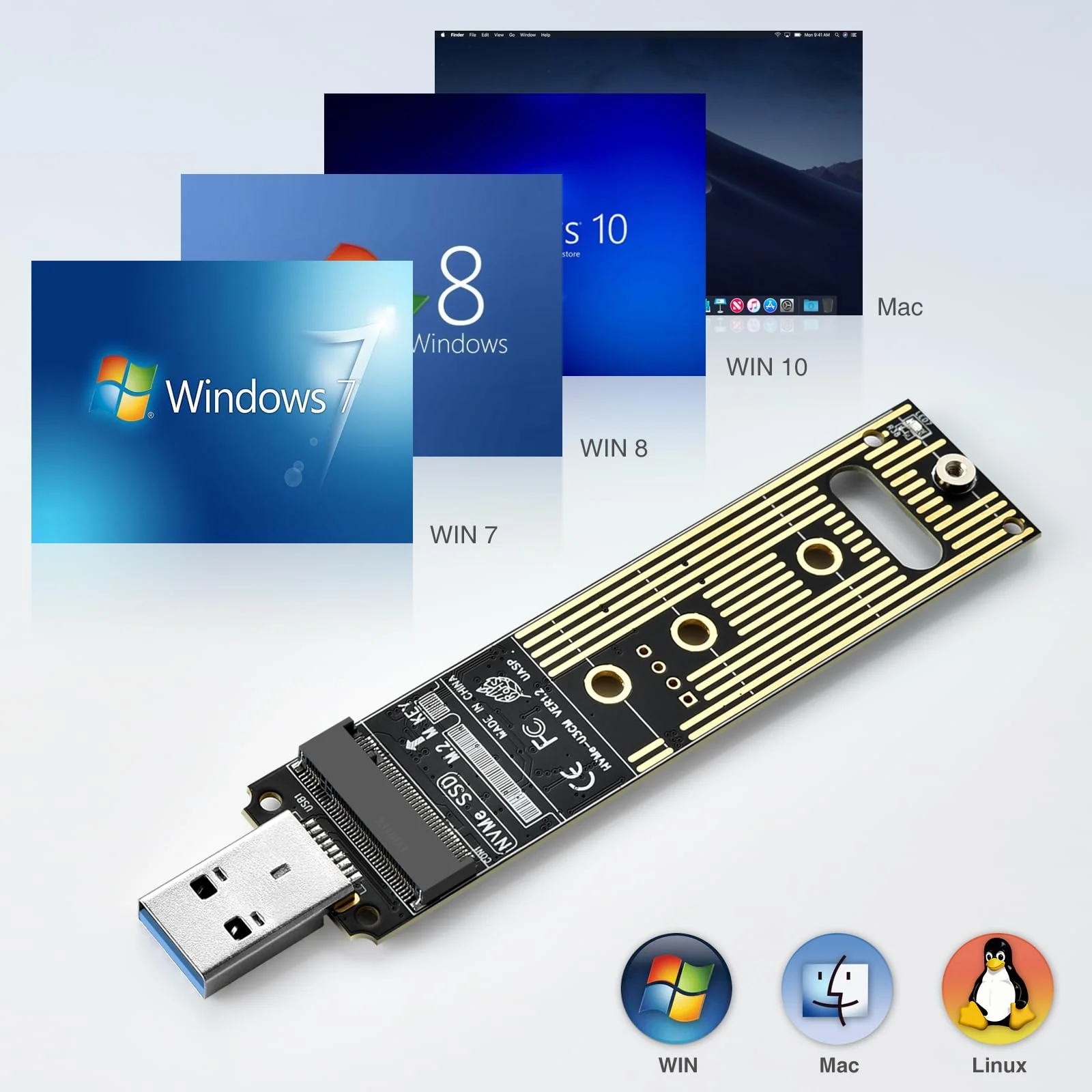 ELUTENG NVME to USB Adapter M.2 NVME Hard Drive USB3.1 Gen2 10Gbps USB to NVME PCI-E SSD Reader USB M Key Support UASP for 2280 2260 2242 2230 SSD (Only for M.2 NVME) - Image 7