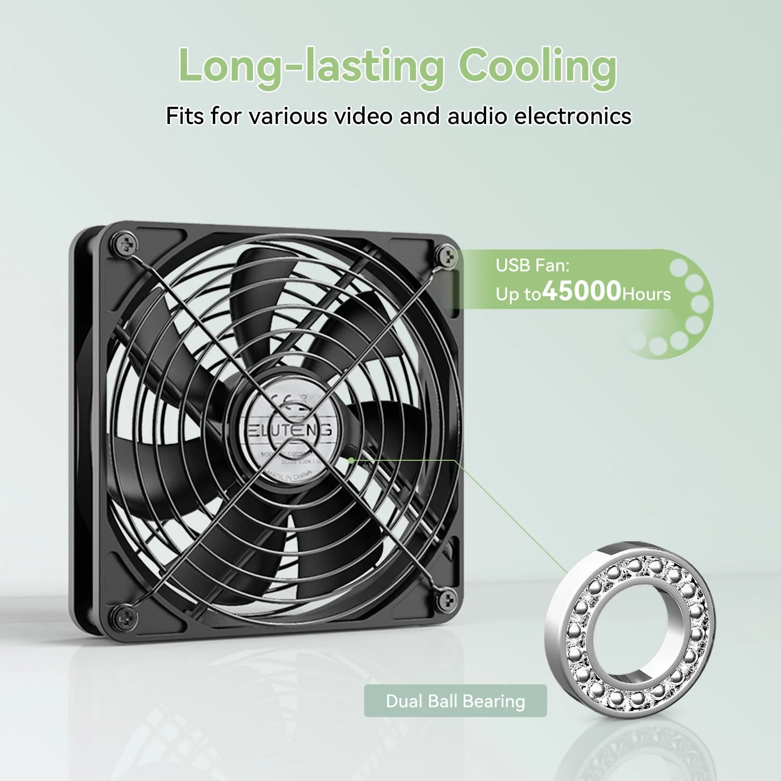 ELUTENG USB Fan 120 mm 5 V PC Fan Dual Ball Bearing with Digital Temperature Control, USB Fan 12 cm Case Fan with 3 Adjustable Speeds for PS5/Laptop/TV Box/AV Cabinet/Router 120mm Lüfter+Digitaler Temperaturregler - Image 6