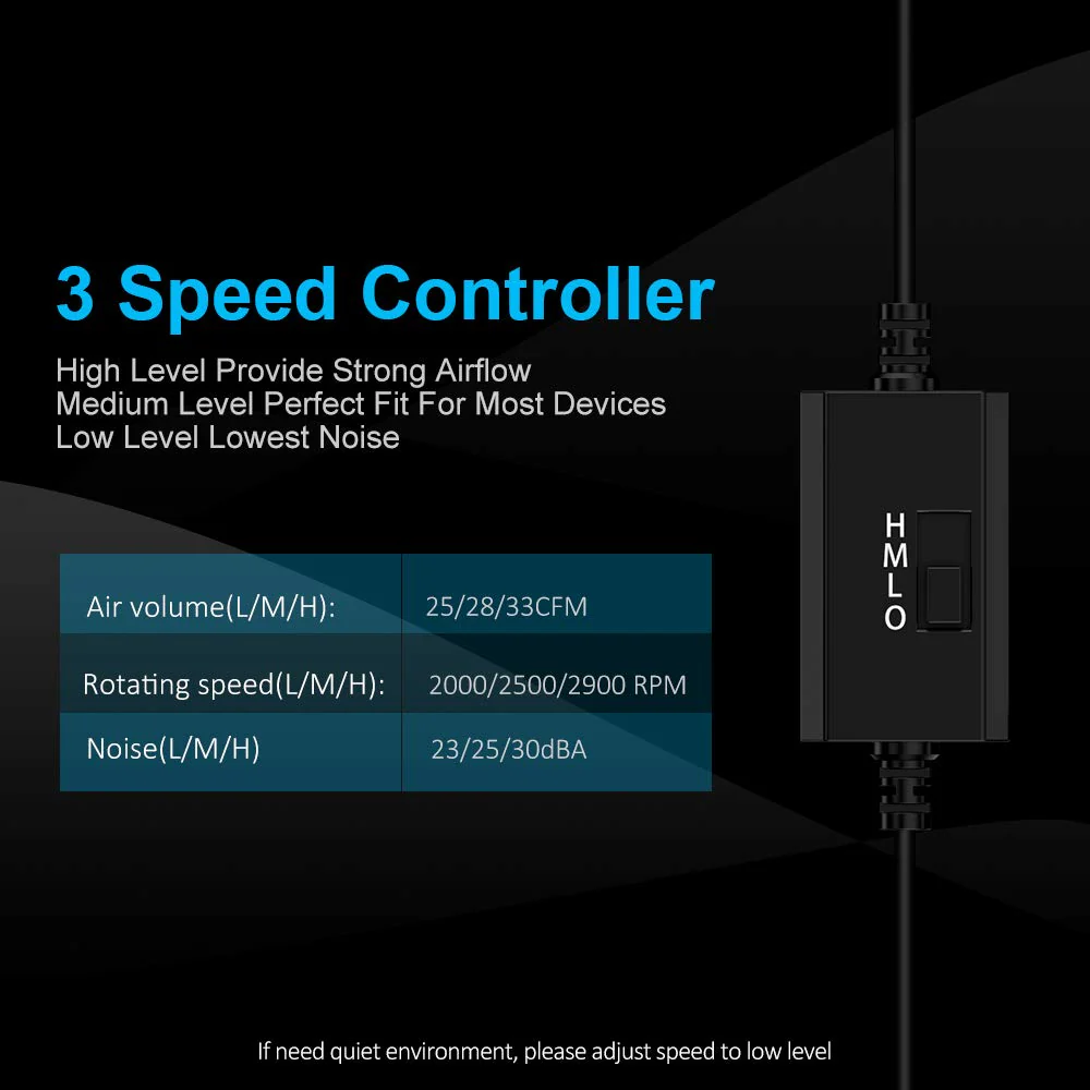 ELUTENG USB Fan 80mm, USB Computer Fan 5V Quite USB Ventilation Fan Compatible with 3 Speed Control for Receiver DVR Playstation Xbox Computer Cabinet Cooling 80 x 80 x 25mm 80mm USB Speed Fan - Image 2