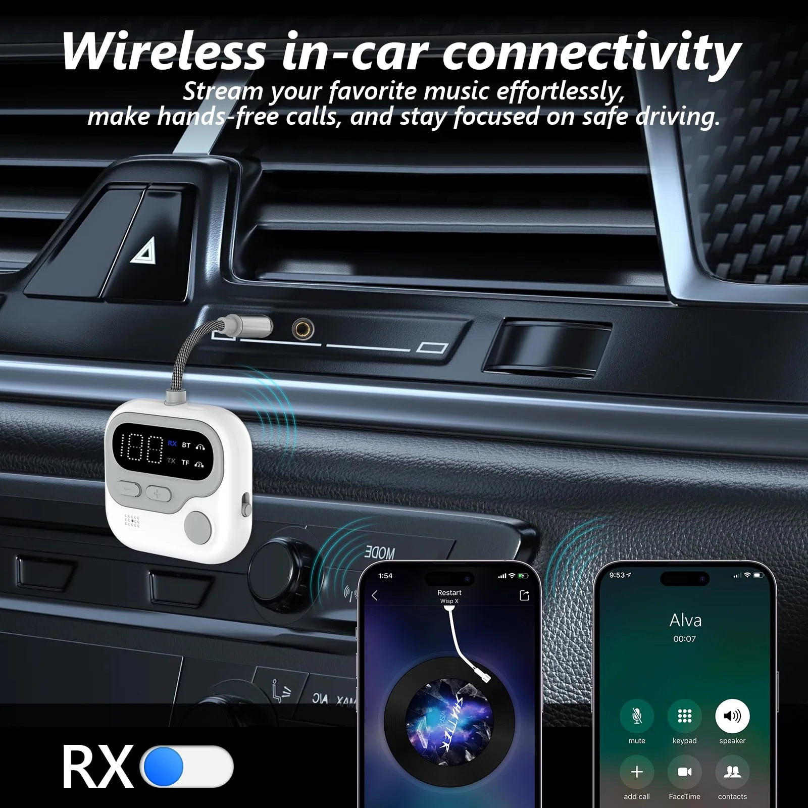 ELZO Bluetooth 5.4 Transmitter Receiver, 25hrs+ Battery Airplane Bluetooth Adapter for 2 Airpods/Headphones, 2-in-1 Airplane Travel Essentials Aux Adapter for Travel/TV/Car/Gym/Home Stereo - Image 5