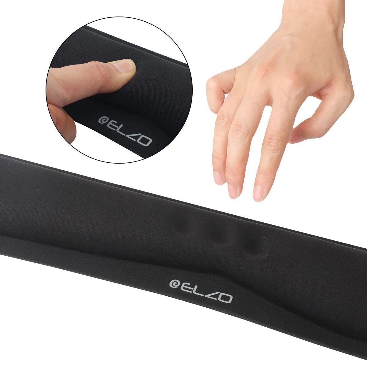 ELZO Keyboard Wrist Rest Pad Support with Comfortable Memory Foam Padding, Nonslip Rubber Base and Ergonomic Design for PC Computer Laptop Mac 1 × for Keyboard Black - Image 3