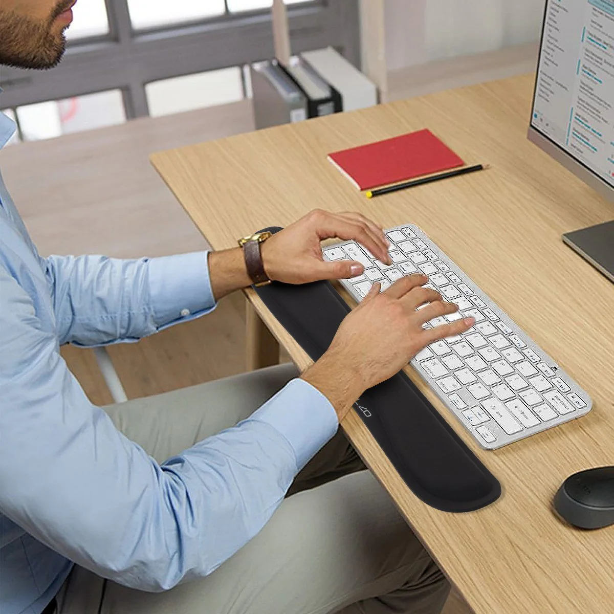 ELZO Keyboard Wrist Rest Pad Support with Comfortable Memory Foam Padding, Nonslip Rubber Base and Ergonomic Design for PC Computer Laptop Mac 1 × for Keyboard Black - Image 7