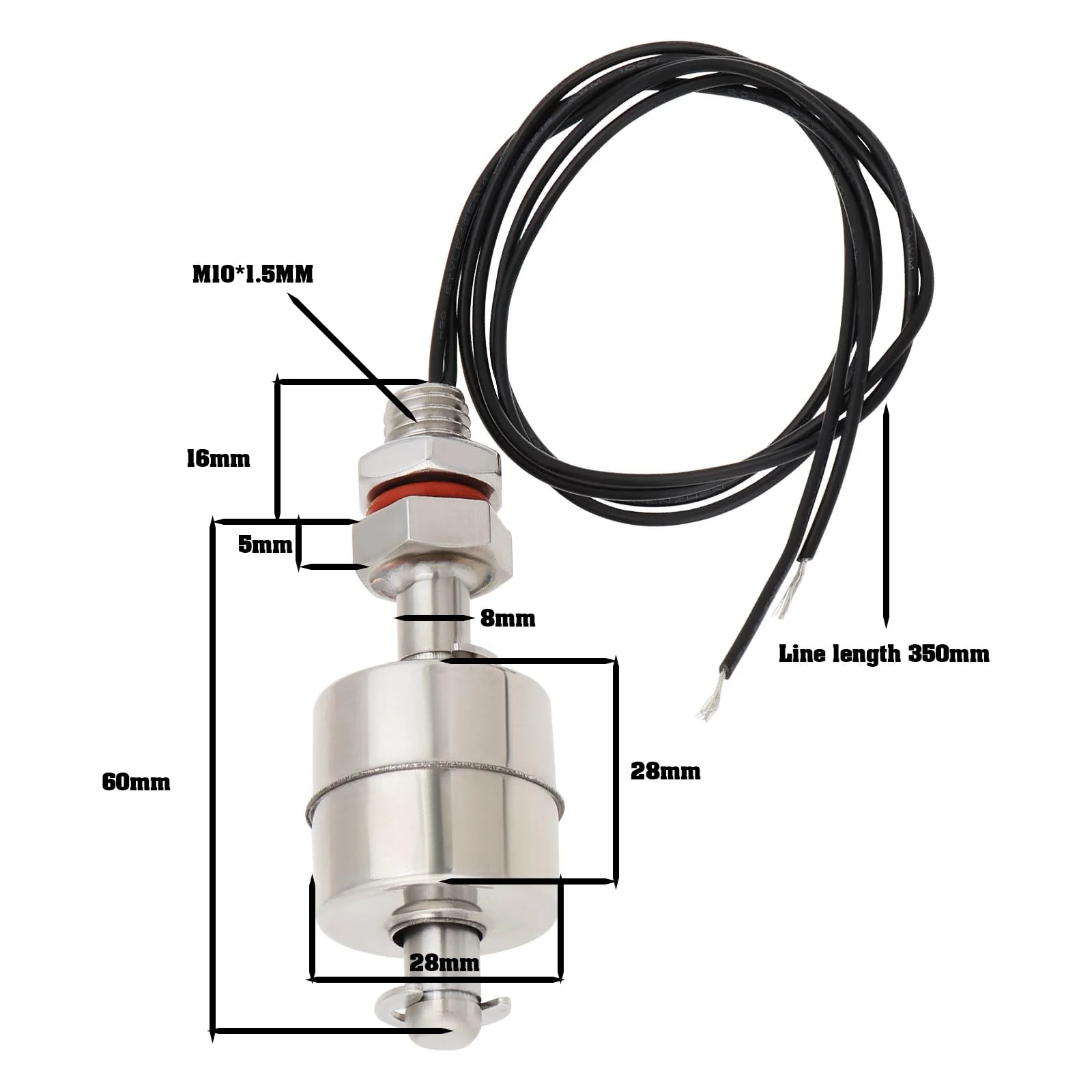 eMagTech 1 Piece Float Switch for Water Flow Stainless Steel 304 Liquid Sensor Suitable for Water Tank Household Water Tower Drainage Pool Industrial Water Tower (60 mm 110 V) - Image 4