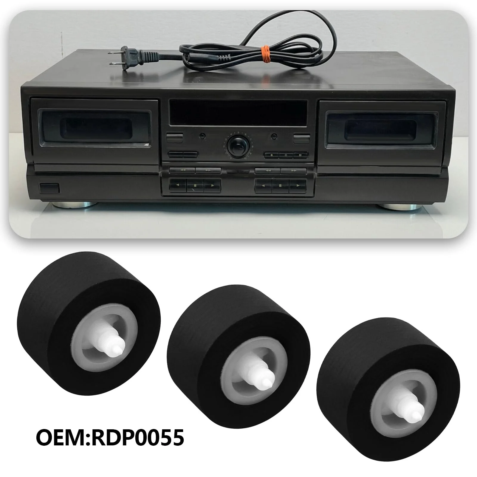 eMagTech 4Pcs Rubber Pinch Wheels RDP0055 Compatible with Technics RS-AZ6/AZ7/BX501/BX646/TR373 VCR Cassette Player Roller - Image 2