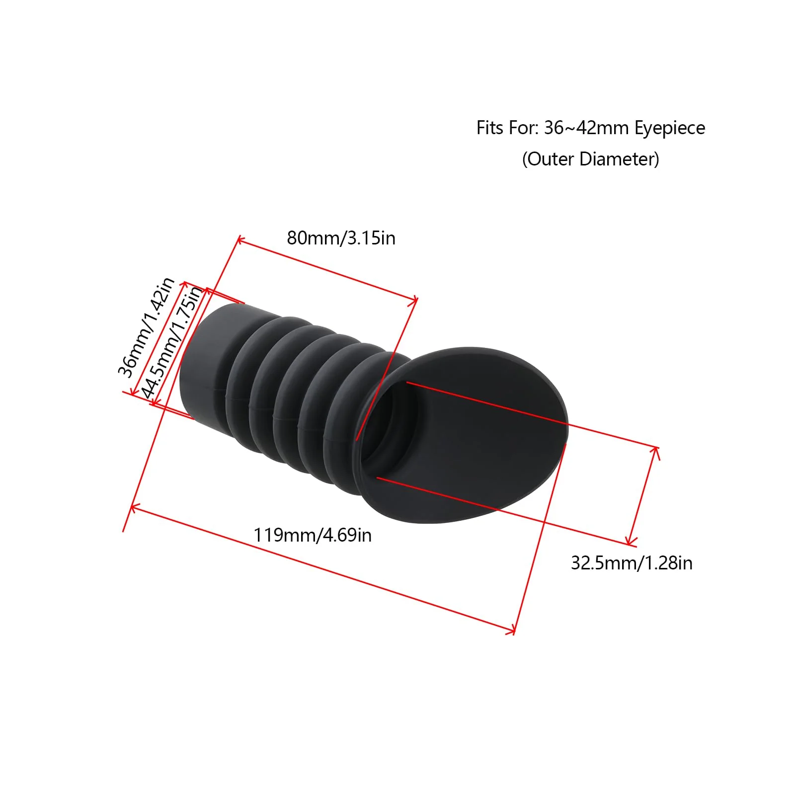 eMagTech Rubber Eyepiece Cover Oblique Eyepiece Hood for 36mm-42mm Ocular Lens Extender Eye Relief Distance Optics Cover Obliqued Hood Eyecups - Image 4