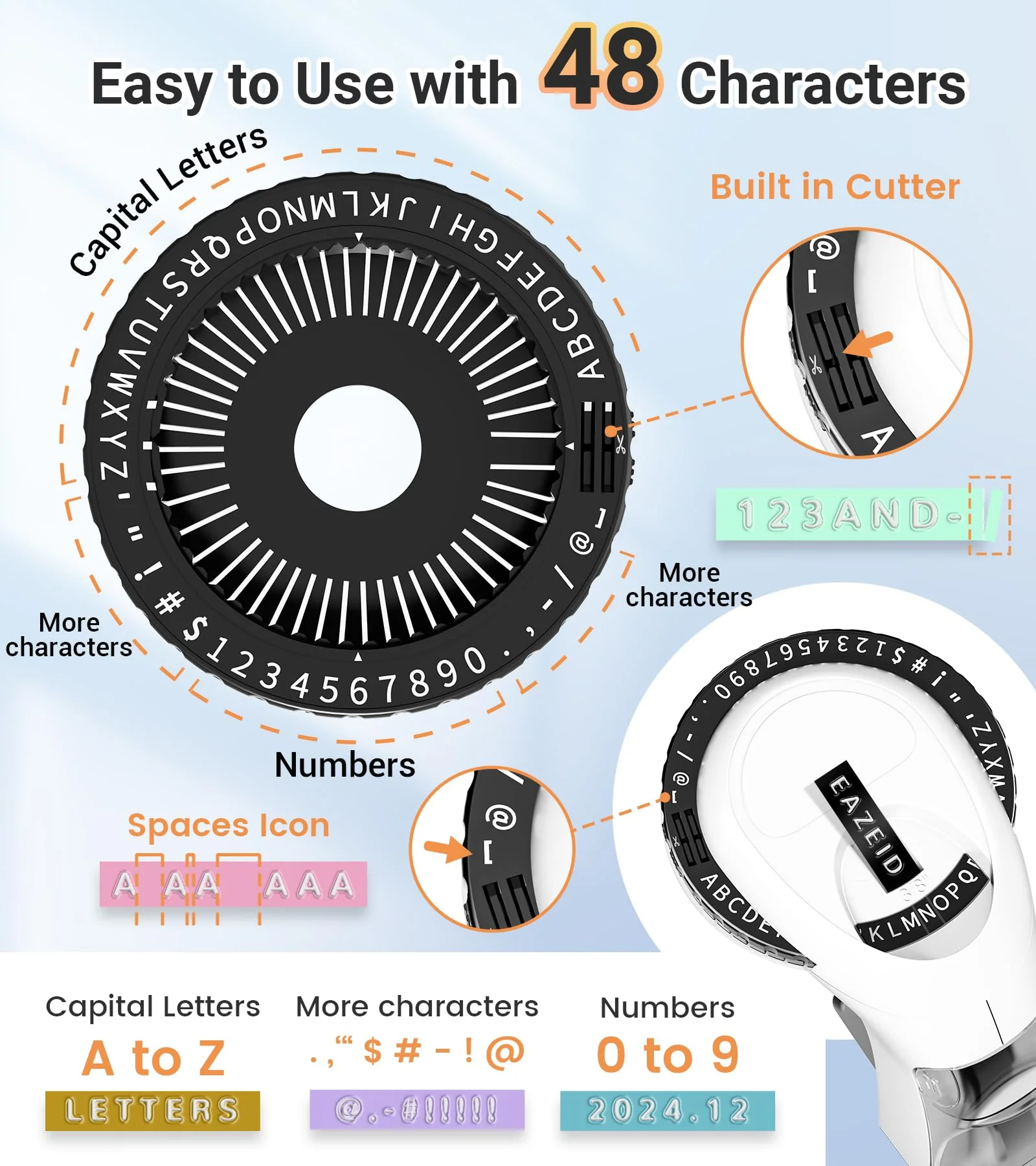 Embossing Black Label Maker Machine with-Tape, Retro Embossed Label Maker Manual, Vintage 3D Emboss Labeler with 10 Rolls Macaroon Embossing Label Tapes for Home Kitchen Office School Kids - Image 3
