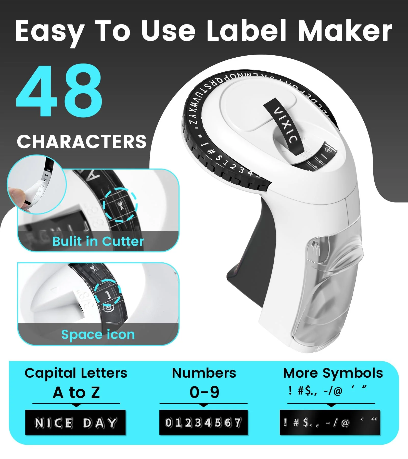 Embossing Label Maker Machine with Tapes, Vintage Manual Label Maker Embossed, Retro Punch Emboss Labeler with 1 Rolls 3D Embosser Tapes Waterproof for Home Kitchen DIY Crafting Kids, Black 1 Embosser with 1pk tapes - Image 2