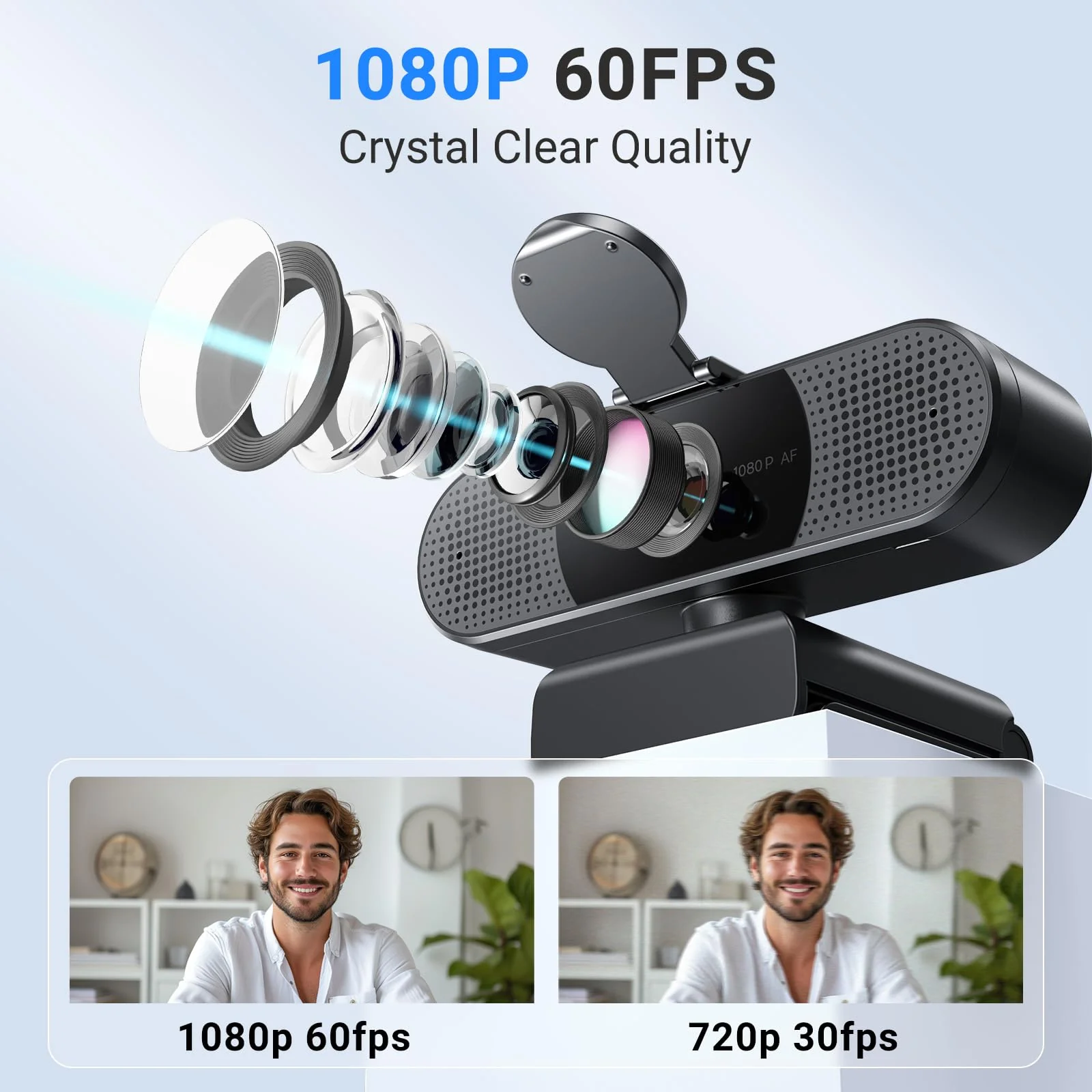 EMEET 2024 Upgraded C960 Webcam, Autofocus, 73° View Angle, Computer Camera w/Privacy Cover and Microphone, 1080P HD Webcam for PC, Plug and Play USB Webcam for Video Calling/Zoom/Skype/Teams/Webex 1080P Black AF - Image 2