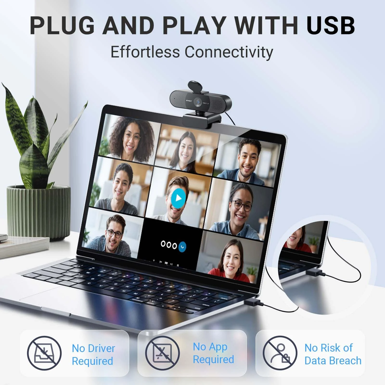 EMEET 2024 Upgraded C960 Webcam, Autofocus, 73° View Angle, Computer Camera w/Privacy Cover and Microphone, 1080P HD Webcam for PC, Plug and Play USB Webcam for Video Calling/Zoom/Skype/Teams/Webex 1080P Black AF - Image 4