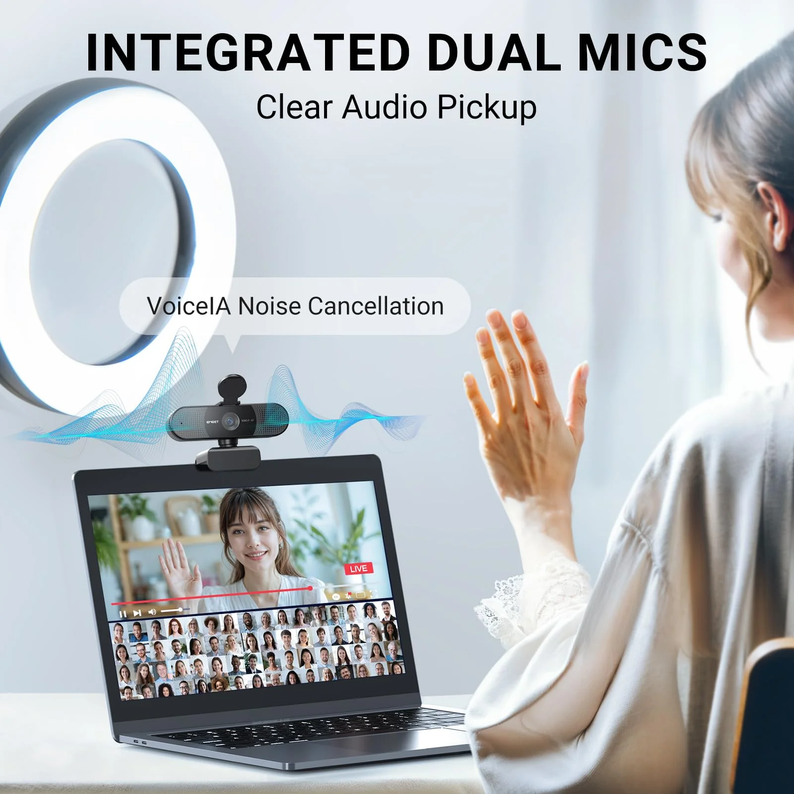 EMEET 2024 Upgraded C960 Webcam, Autofocus, 73° View Angle, Computer Camera w/Privacy Cover and Microphone, 1080P HD Webcam for PC, Plug and Play USB Webcam for Video Calling/Zoom/Skype/Teams/Webex 1080P Black AF - Image 7