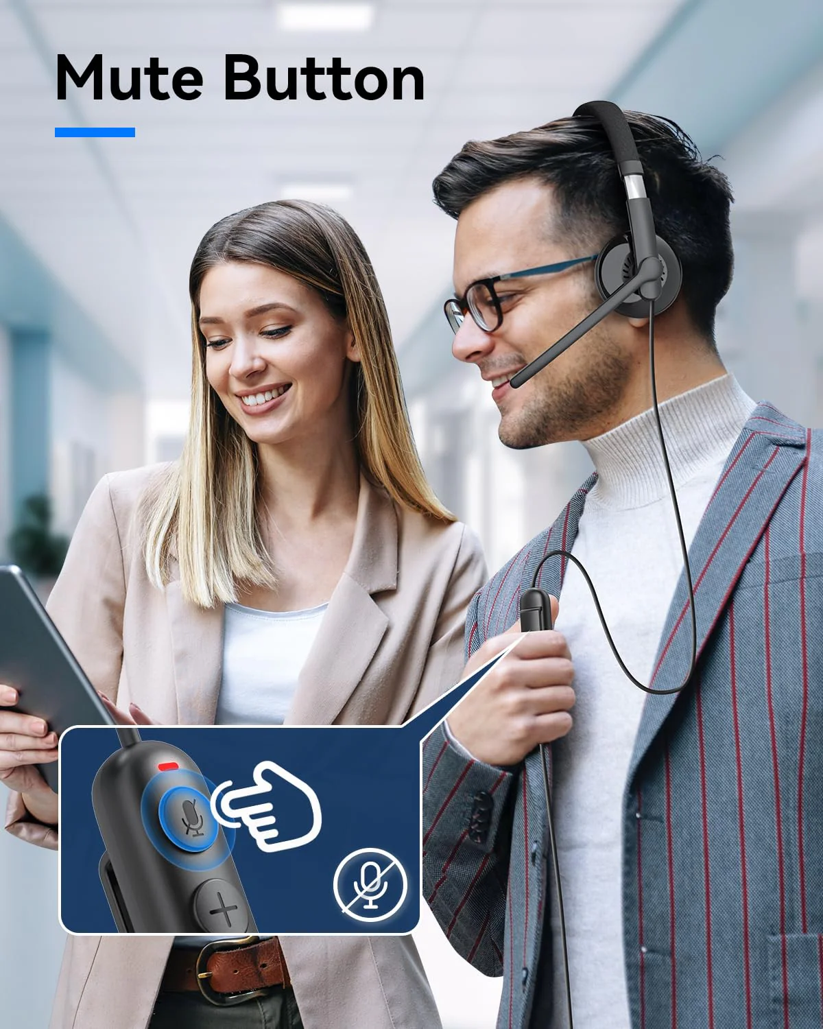 EMEET HS50 Wired Headset with Mic, On-Ear Computer Headphones with Noise Cancelling Microphone, USB-A/USB-C, Adjustable Design, in-line Control for Home Office Online Class Teams Zoom, All Day Comfort - Image 6