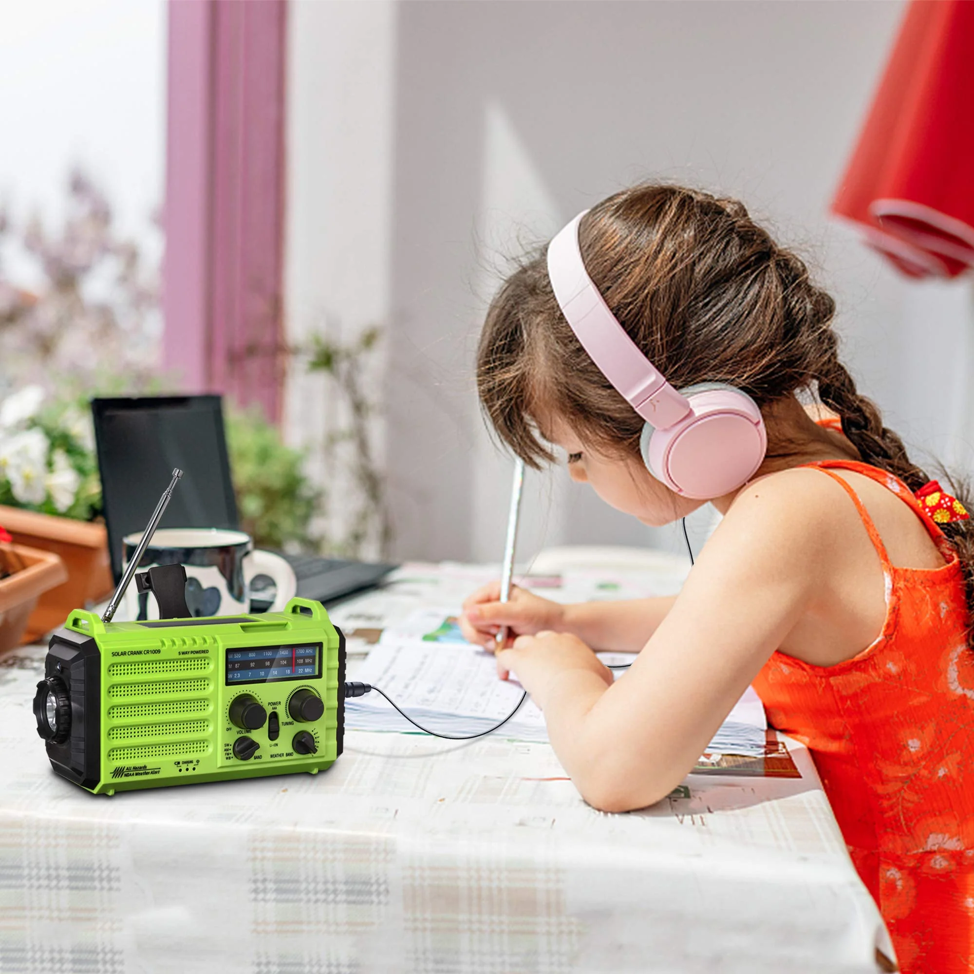 Emergency Radio Hand Crank Solar, 5000mAh AM/FM/SW NOAA Weather Radio, Portable Battery Operated Radio with Cell Phone Charger, 3W LED Flashlight & Reading Lamp, SOS for Home,Storm,Camping,Survival - Image 8