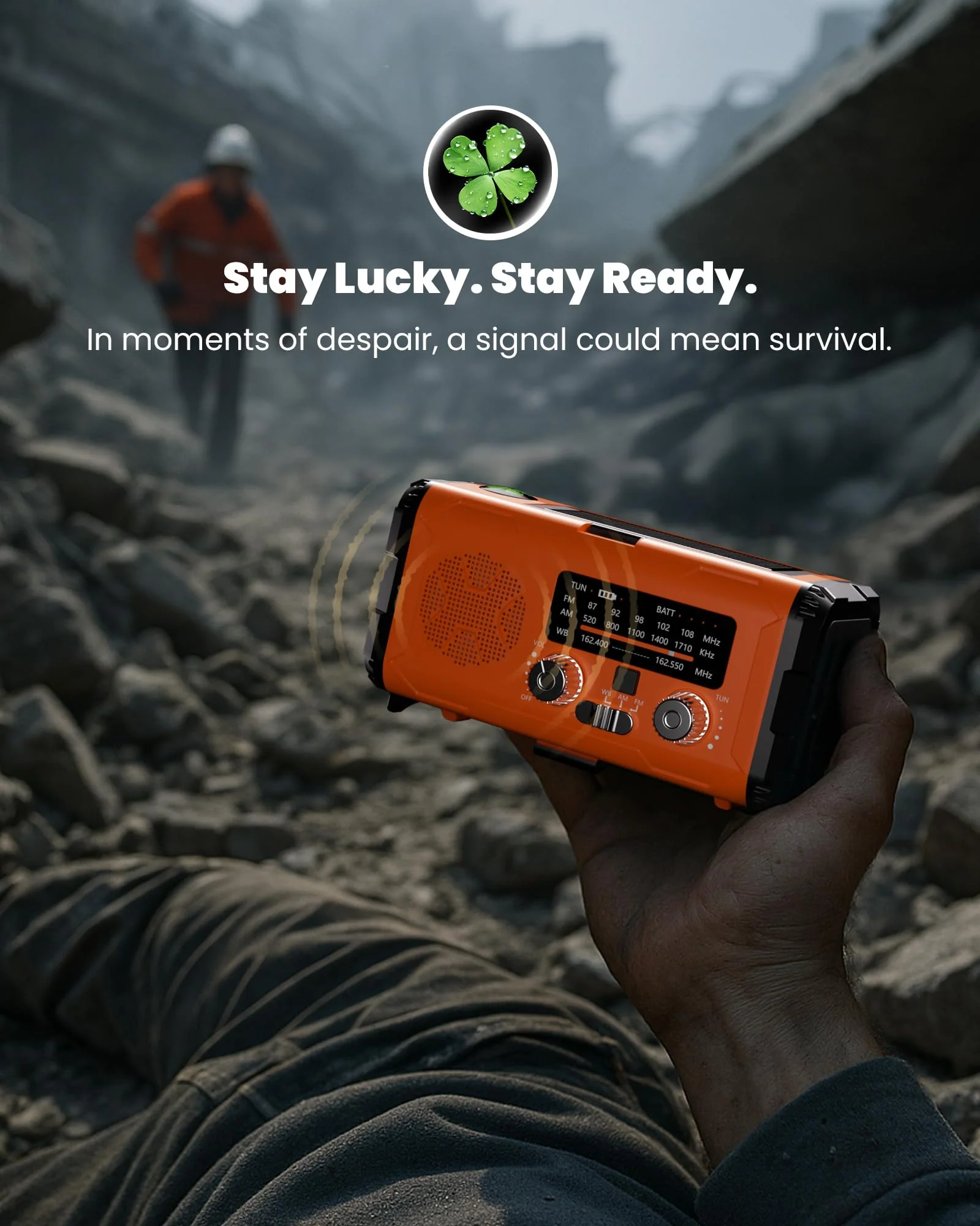 Emergency Weather Radio NOAA AM FM with 10000mAh Power Bank & Fire Starter, Solar/Hand Crank/USB-C Fast Charging, SOS Alarm, Flashlight for Indoor Outdoor Survival for Campers and Preppers Orange - Image 7