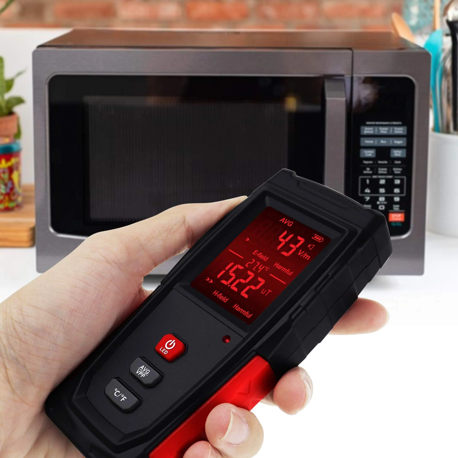 EMF Meter Digital Electromagnetic Field Radiation Detector with Sound Light Alarm Function, Rechargeable Handheld EMF Tester for Electric Magnetic Field Inspection, Home, Office and Ghost Hunting - Image 2