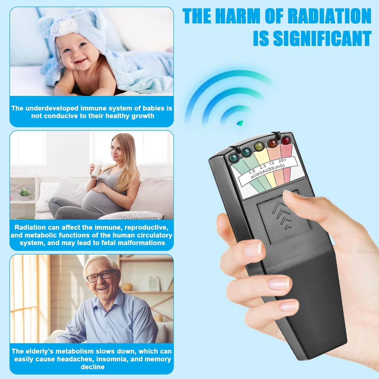 EMF Meters, K2 EMF Meter, K2 EMF Meter Paranormal Equipment Tester, Electromagnetic Field Meter, Radiation Detector Digital Portable for Office, Home, Ghost Hunting - Image 5