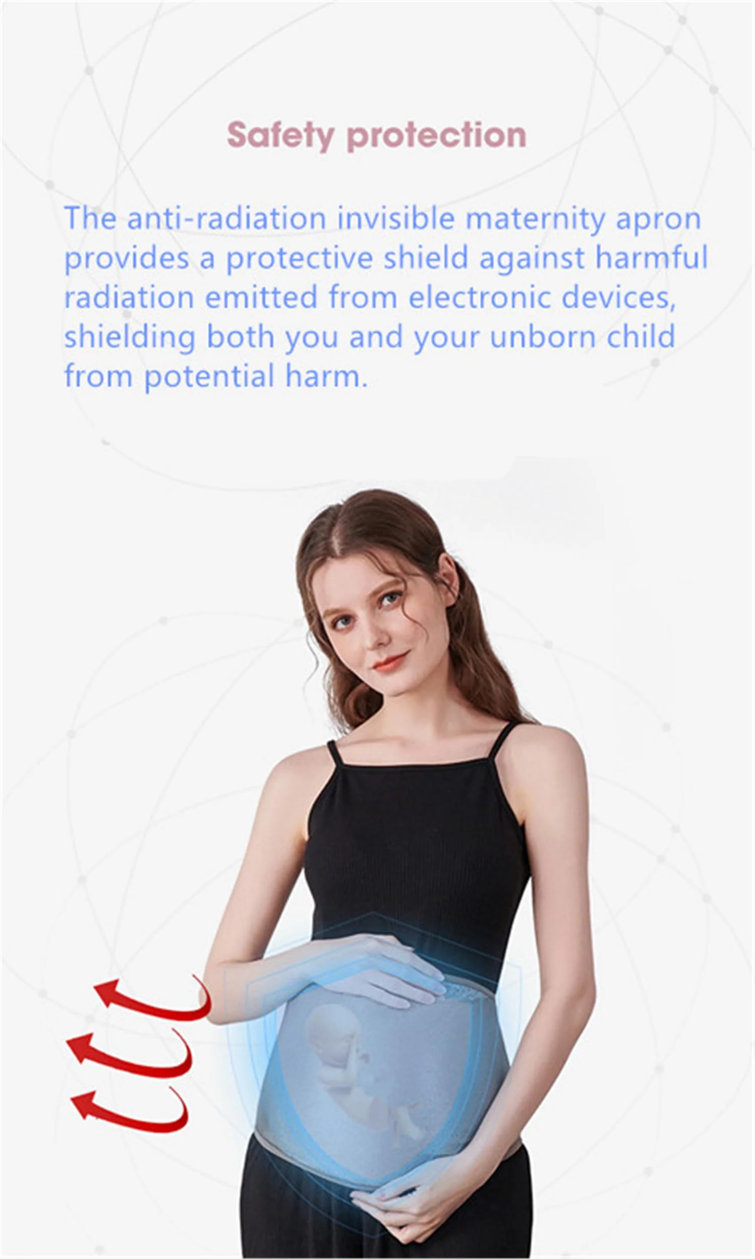 EMF Protection Clothes 5G Anti Radiation Faraday Tank Maternity Pregnancy Shielding Apron Dress Babyshower Gift Silver - Image 4