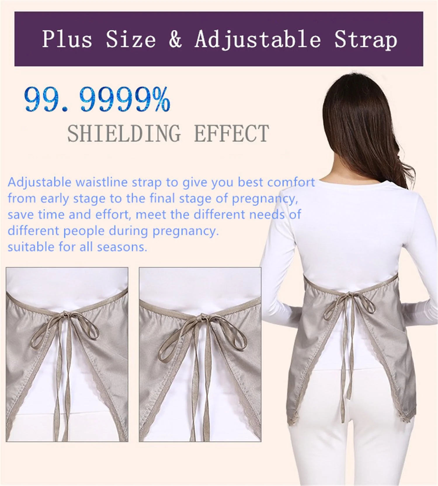 EMF Protection Clothes 5G Anti Radiation Faraday Tank Maternity Pregnancy Shielding Apron Dress Babyshower Gift Silver - Image 5