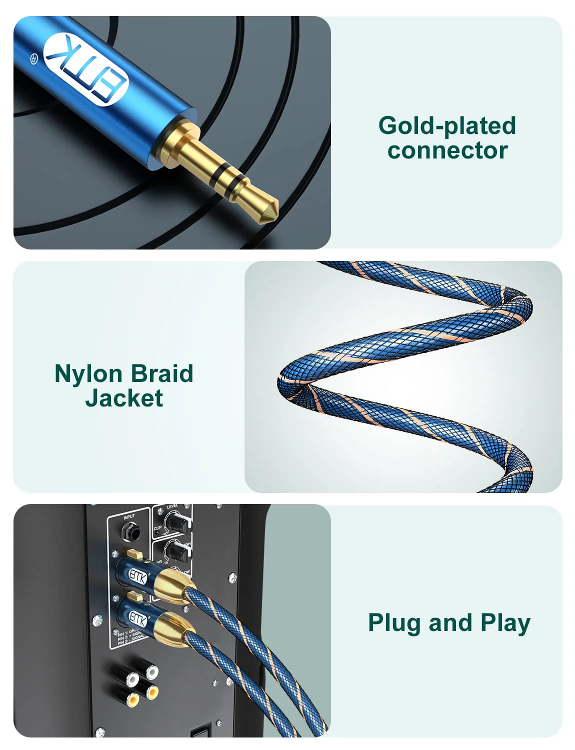 EMK Dual Female XLR to 3.5mm Cable, Unbalanced XLR Female to 1/8 Inch Mini Jack TRS Stereo Aux Interconnect Audio Mic Breakout Patch Cord(6.6FT/2M) 6.6FT/2M 3.5mm Male/2XLR Female - Image 7