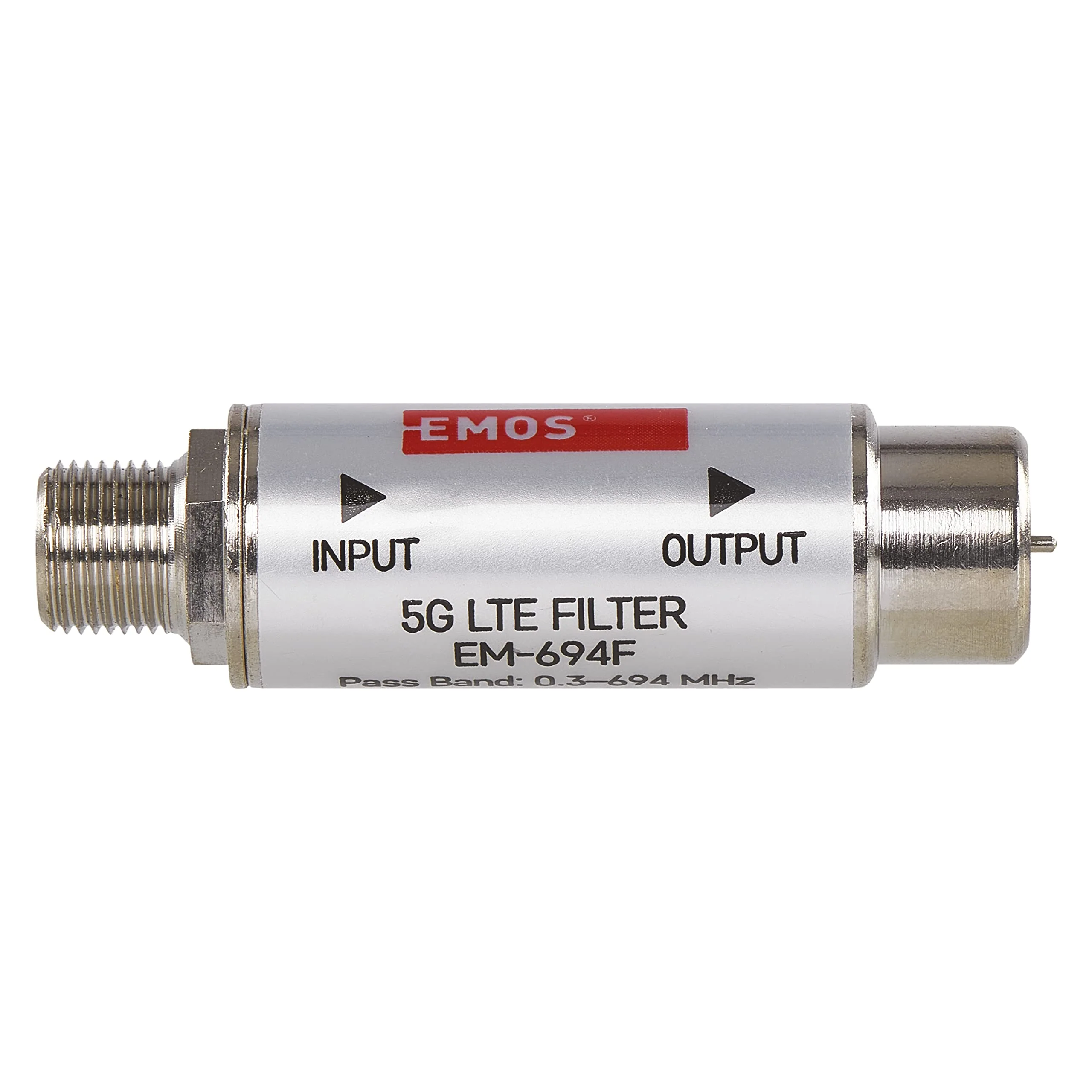 EMOS LTE/4G/5G blocking filter, passage range up to 694 MHz, DC pass, 1.6 x 4 cm, F-connector J5711 silver F connector - Image 2