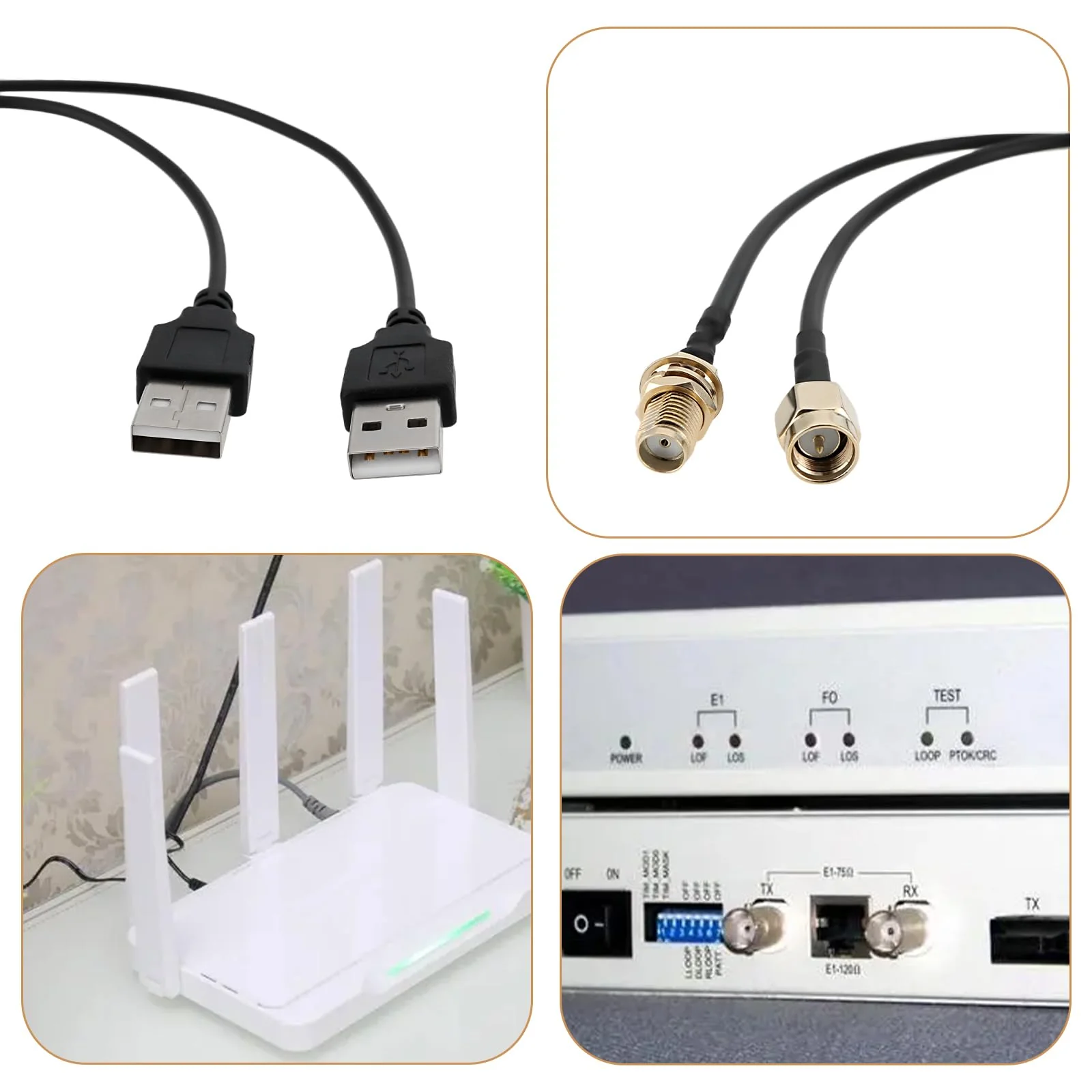 EMSea 2pcs SMA Male / Female to USB Coaxial Cable Connector RG174 Connector Adapter Length 20cm For Debugging Electronic Devices Signal Transmission Wireless Devices SMA-Stecker/-Buchse auf USB - Image 3