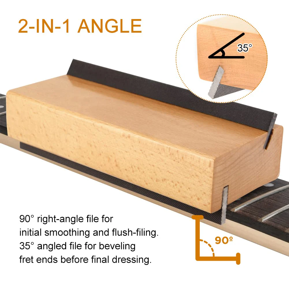 EMVANV Wood Guitar Fret Beveling File, Wood Cutting Edge Tool Fret End Dressing Luthier Tool Bass Ukulele 35/90 Degree Luthier File Tool(Size:1pc) 1pc - Image 5