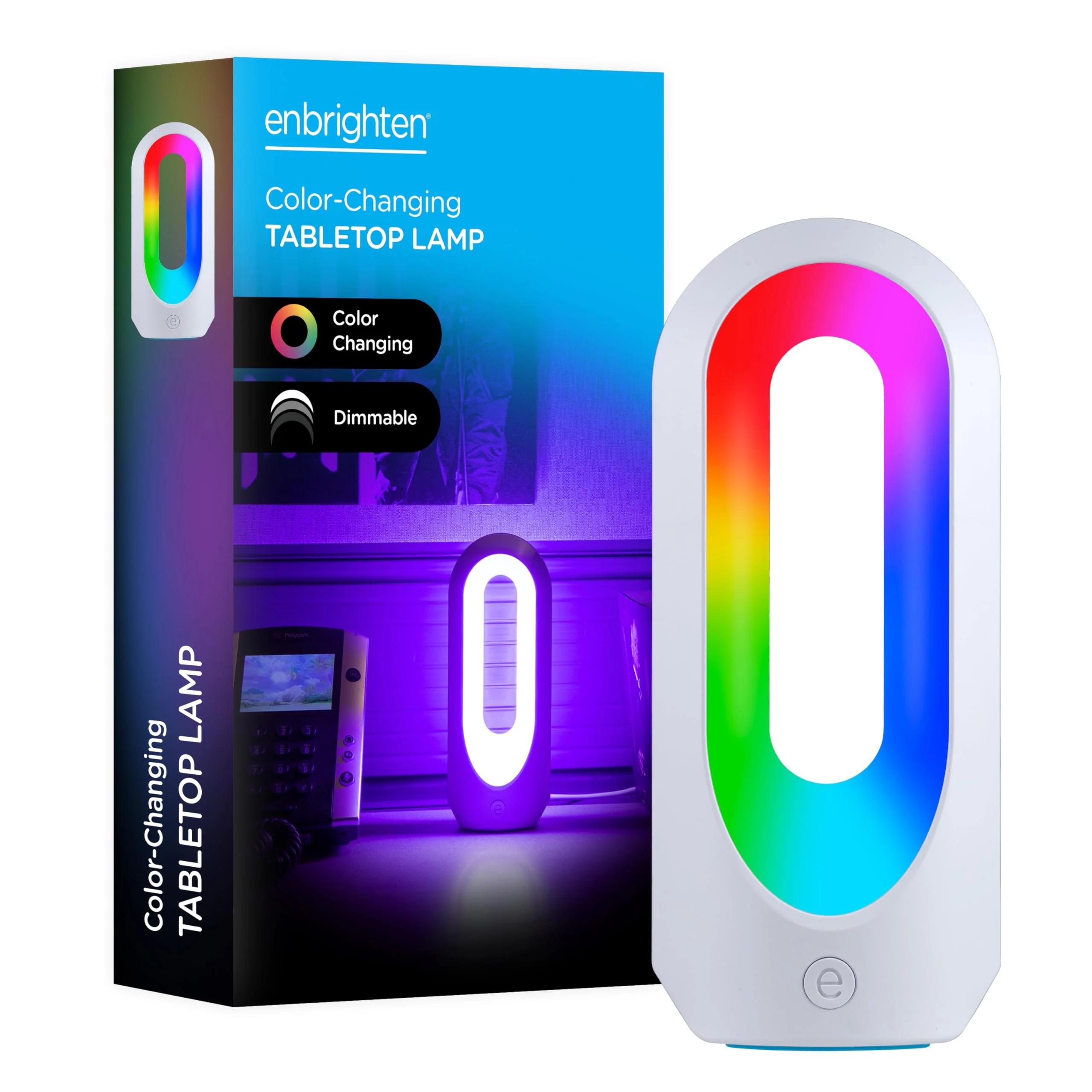 Enbrighten Color Changing LED Lamp, Modern Night, Dimmable Whites & Vibrant RBG Colors, Dorm Essentials, Ideal for Home Office, Gaming, Bedroom, Kids Room, Reading Light, 49632, Plastic, White - Image 7