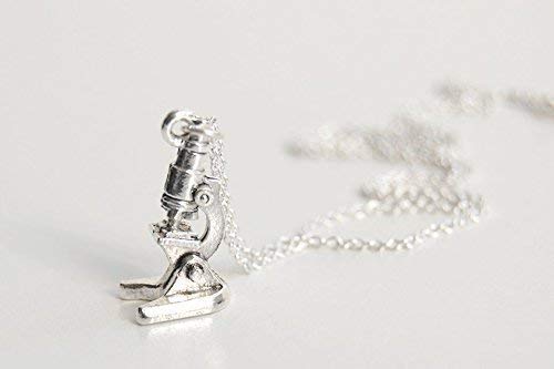 Enchanted Leaves - Tiny Silver Microscope Necklace - Cute Laboratory Science Gift | Microscope Charm Necklace - Image 5
