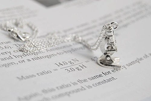 Enchanted Leaves - Tiny Silver Microscope Necklace - Cute Laboratory Science Gift | Microscope Charm Necklace - Image 6