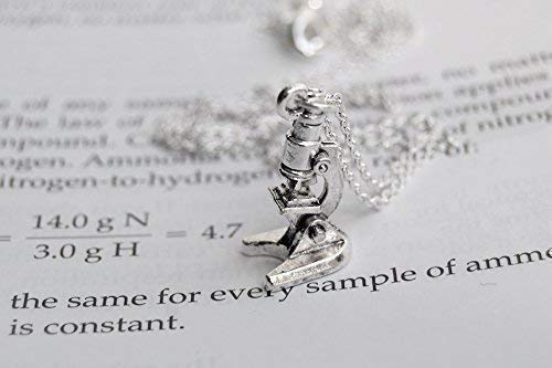 Enchanted Leaves - Tiny Silver Microscope Necklace - Cute Laboratory Science Gift | Microscope Charm Necklace - Image 9