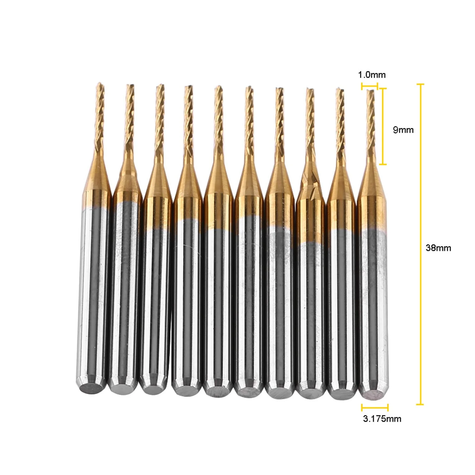 End Mill 1 mm, 10 Pieces Metal Cutter Engraving Bits Milling Tool Tungsten Carbide Cutter Drill Bit Set for Plastics Stainless Steel Copper - Image 7