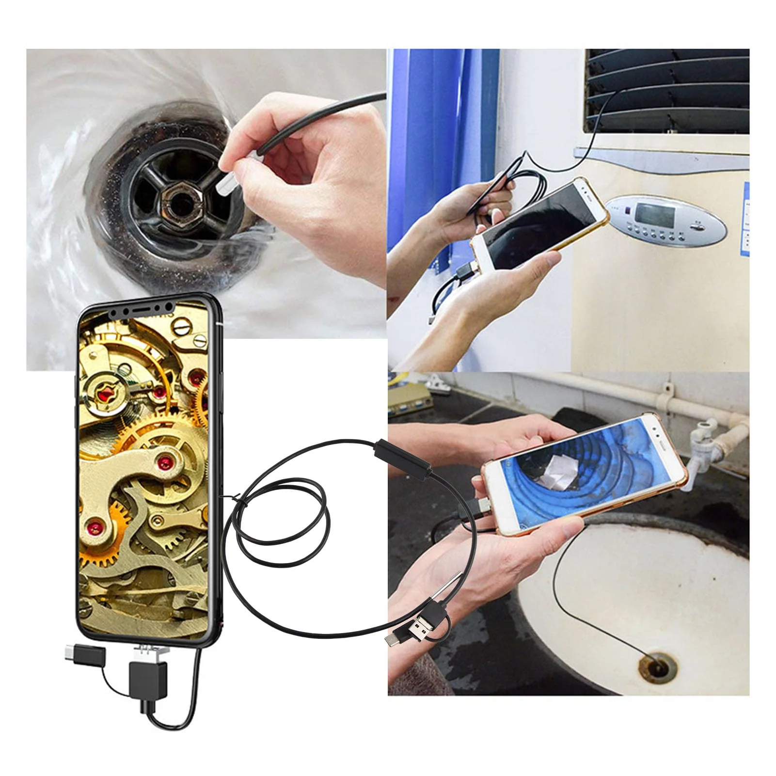 Endoscope, 3.9mm Lens, Waterproof Endoscope with High Resolution Camera, 6 LED Lights, Compatible with Android, Type C (1 Meter Soft Wire) 1 Meter weicher Draht - Image 5