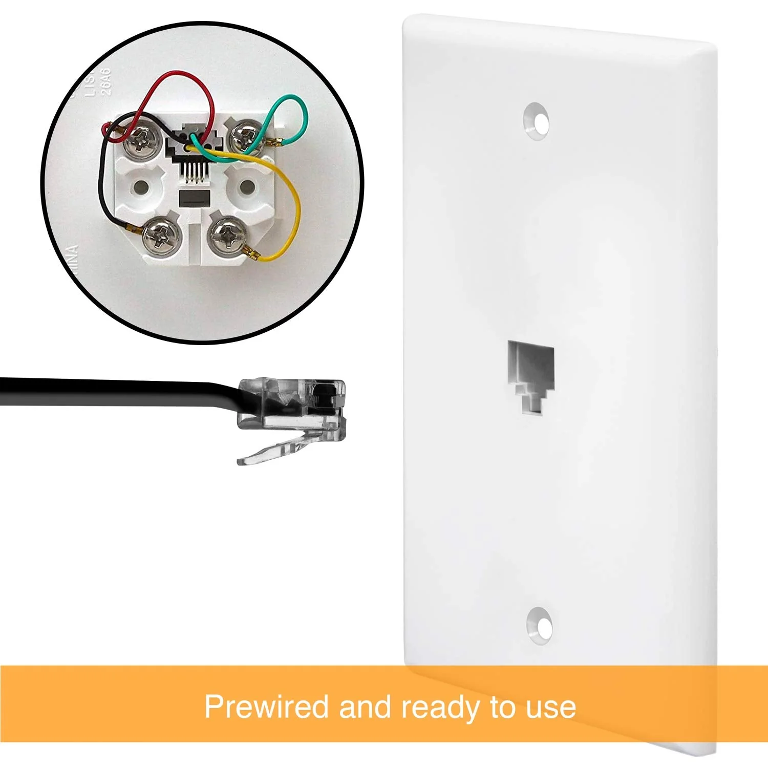ENERLITES RJ11 Telephone Jack Wall Plate by 1-Gang, Standard Size, White, 6-Position 4-Conductor, Single Port 2-Line Support 6611-W, White 1 Pack - Image 6