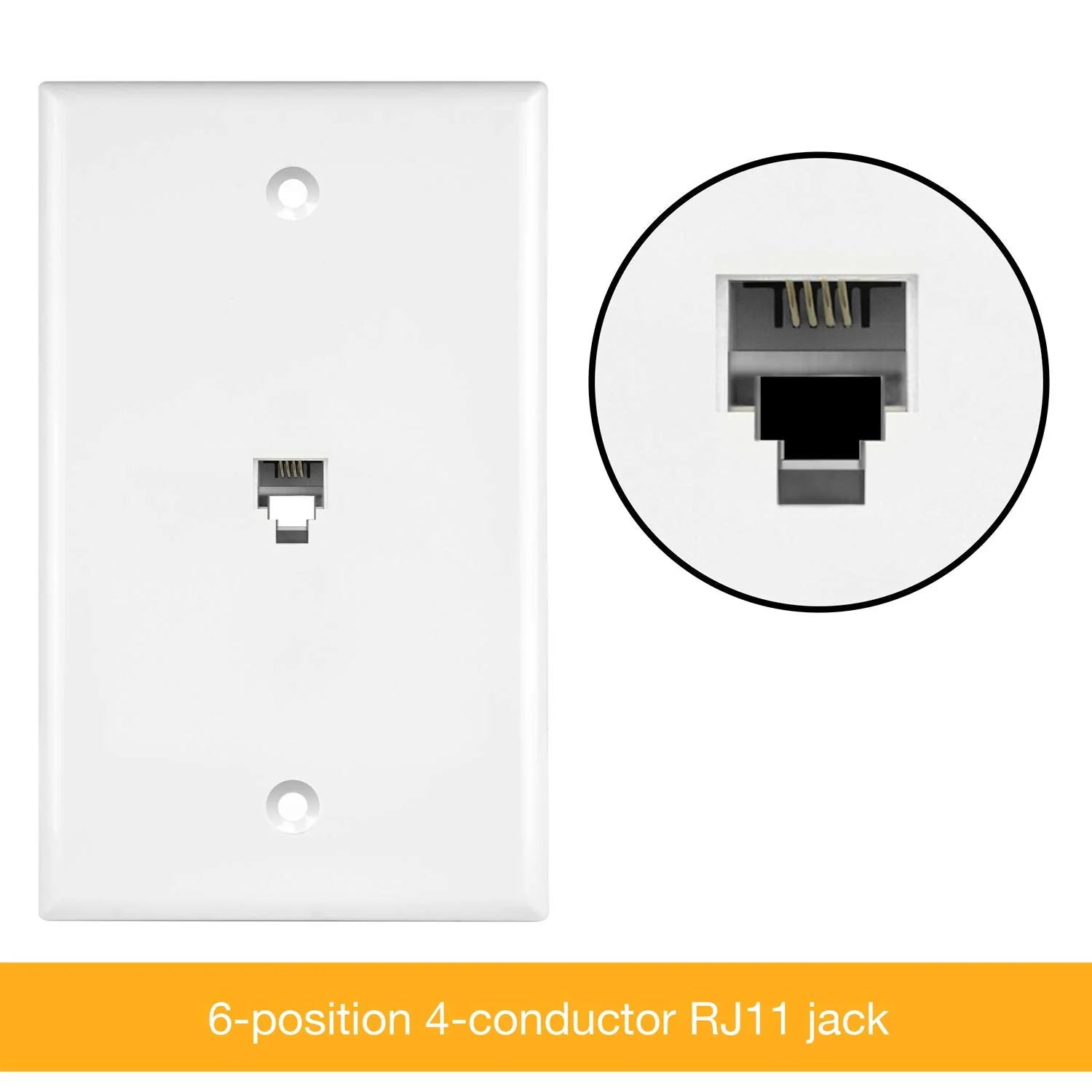 ENERLITES RJ11 Telephone Jack Wall Plate by 1-Gang, Standard Size, White, 6-Position 4-Conductor, Single Port 2-Line Support 6611-W, White 1 Pack - Image 8
