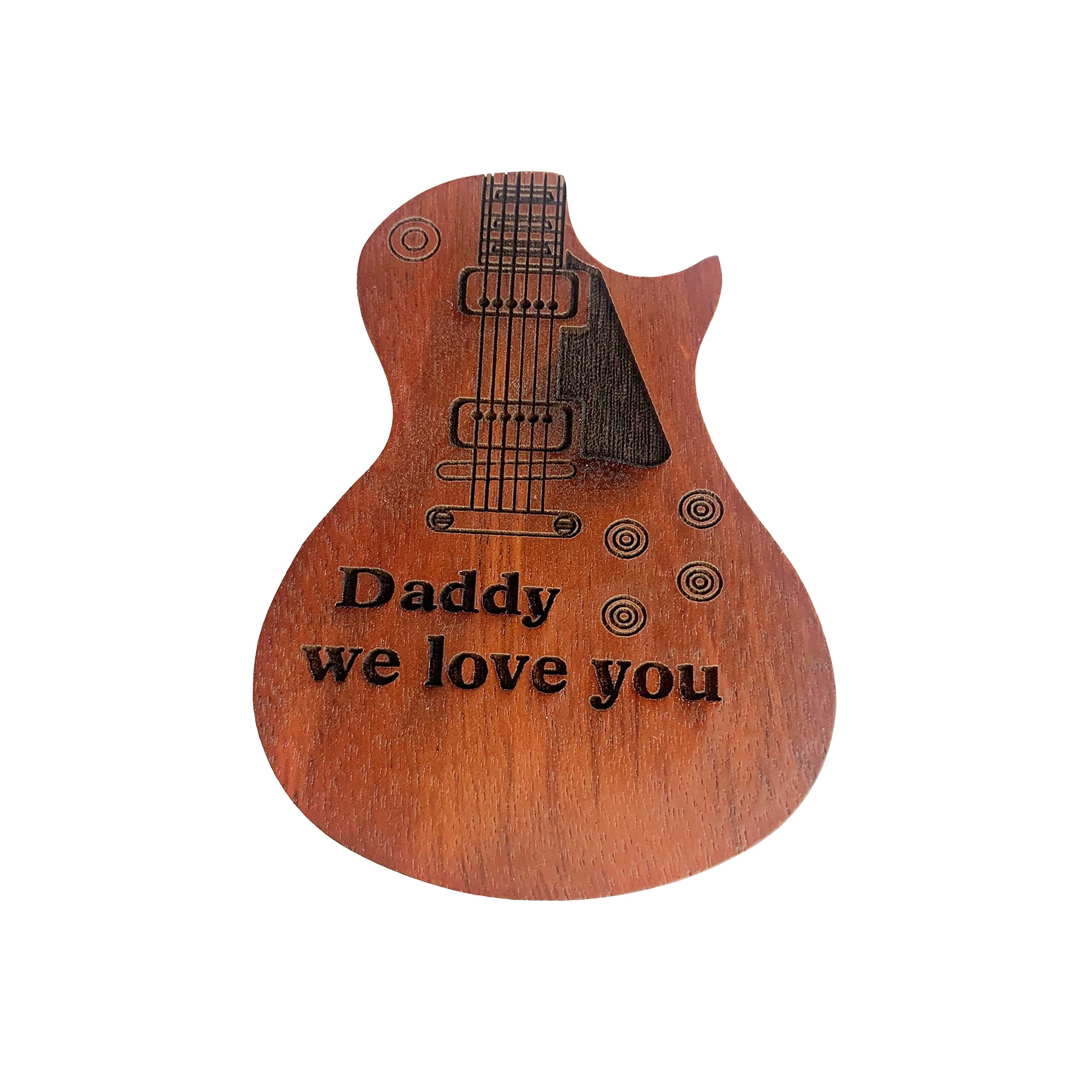 Engraved Guitar Pick Box For Dad, Guitar Shaped Guitar Pick Box, Personalized Wood Guitar Picks Box with 3 Pcs Guitar Picks Gift for Father's Day daddy - Image 3