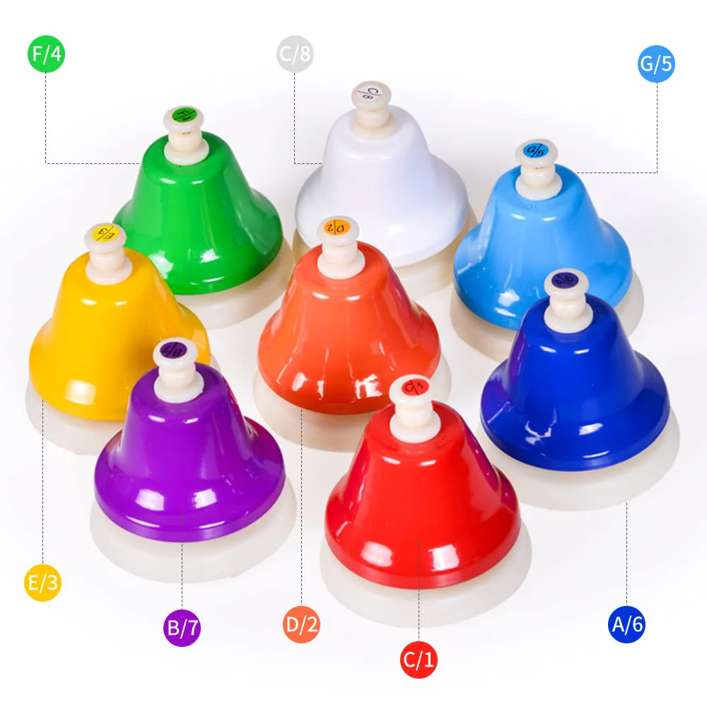 ENNBOM Desk Bell 8 Notes Music Percussion Instrument - Diatonic Hand Bell for Musical Teaching - Image 5