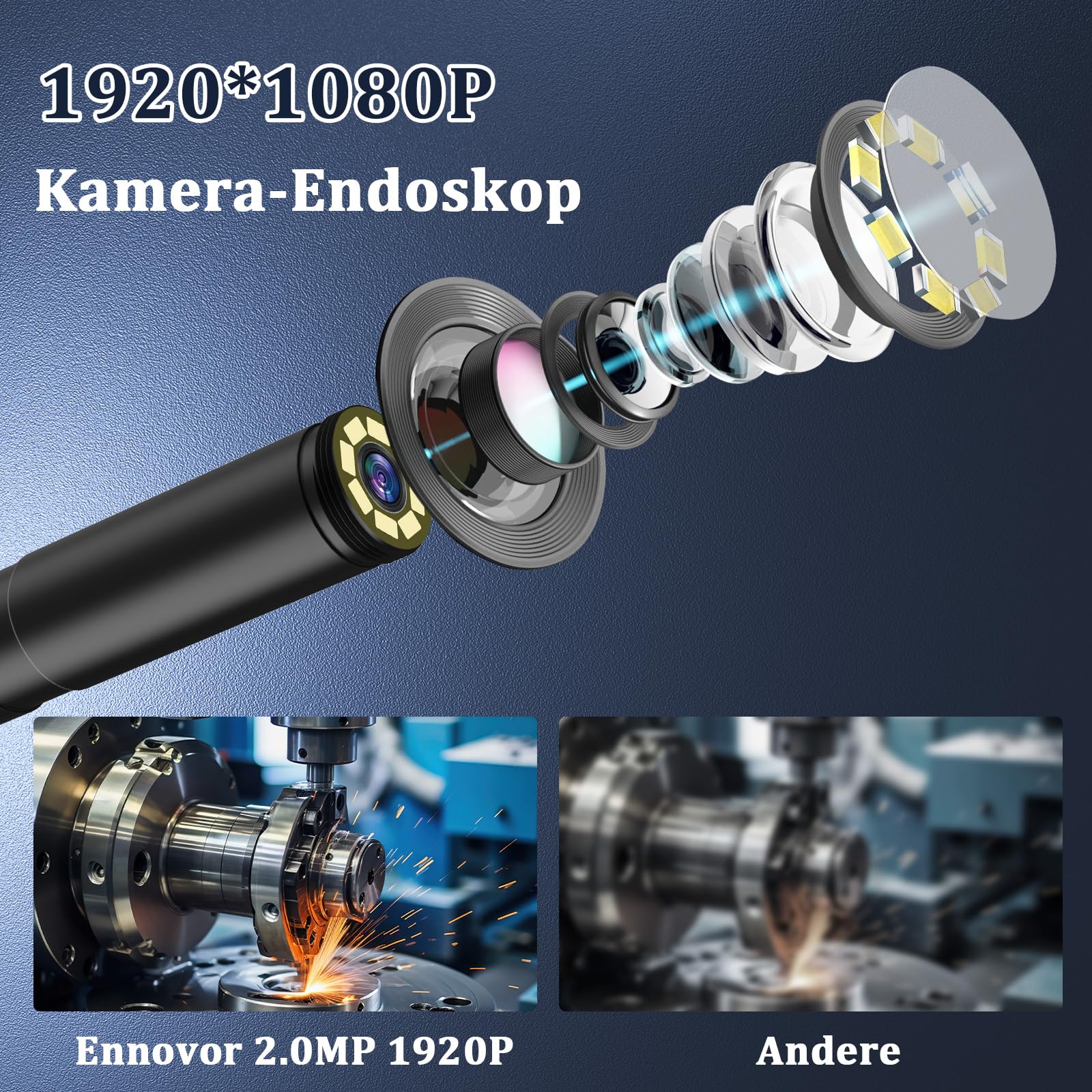 Ennovor Endoscope Camera with Light, 1920P HD Inspection Camera, Channel Camera 7.9mm with 8 LED Light, Waterproof IP67 Tube Camera, No WiFi, for Android & iOS, for Cars | Pipes | Machinery (5M) W401 - Image 2