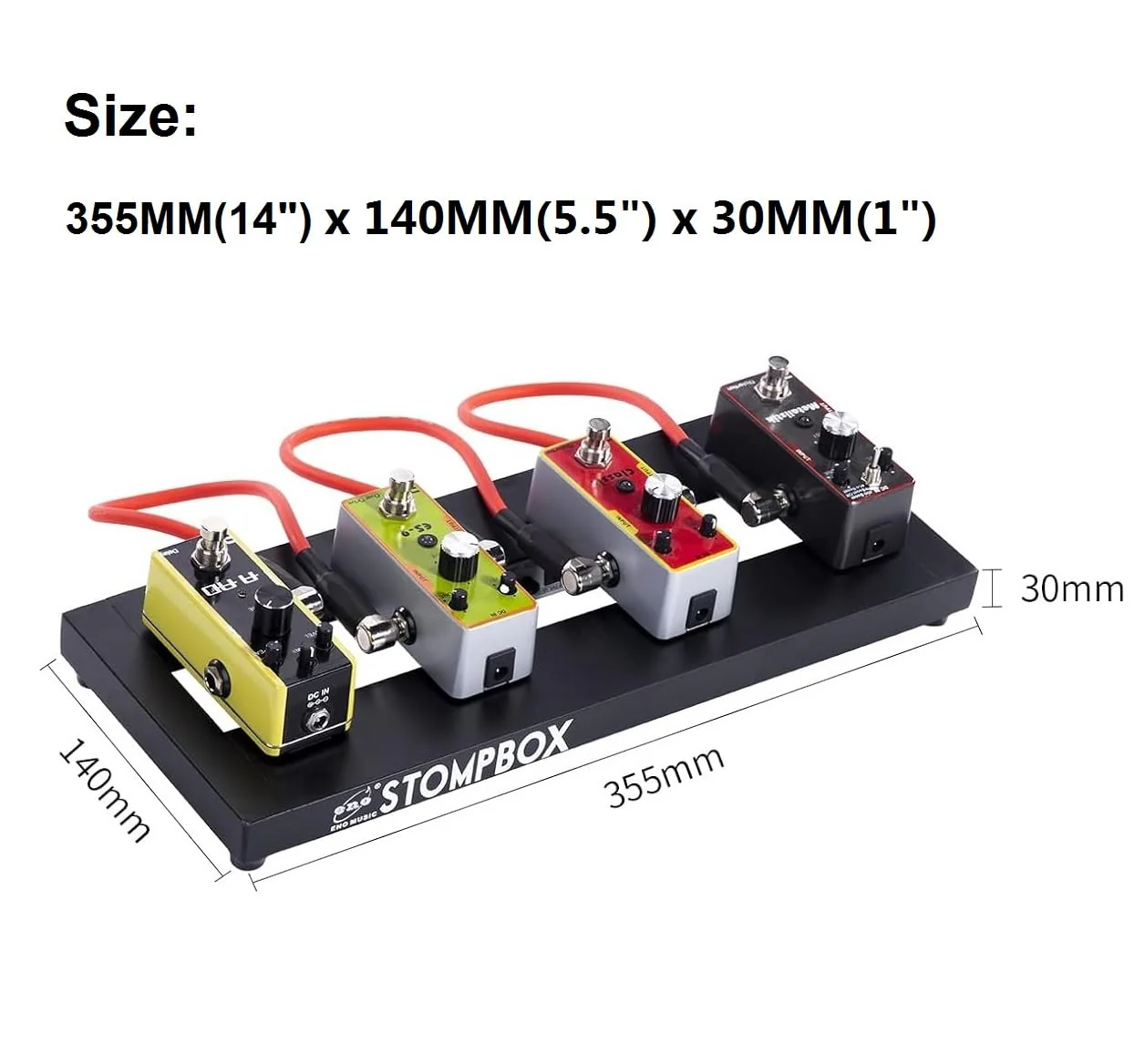 ENO MUSIC 14" Mini Pedal Board Guitar Effects Compact Small Pedalboard with Pedals Mountain Tape & Cable Tie ES-1 14" Pedalboard - Image 3