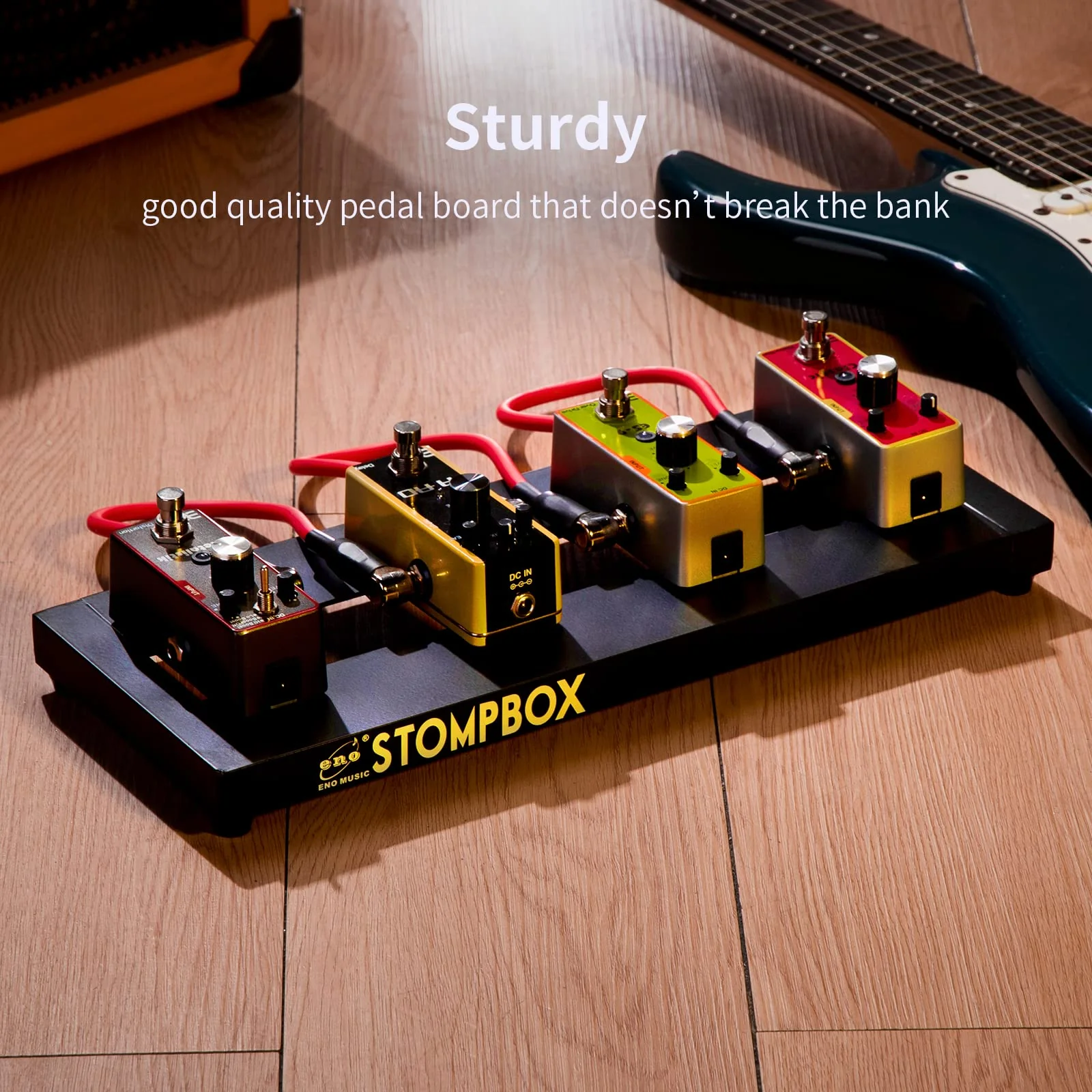 ENO MUSIC 14" Mini Pedal Board Guitar Effects Compact Small Pedalboard with Pedals Mountain Tape & Cable Tie ES-1 14" Pedalboard - Image 4