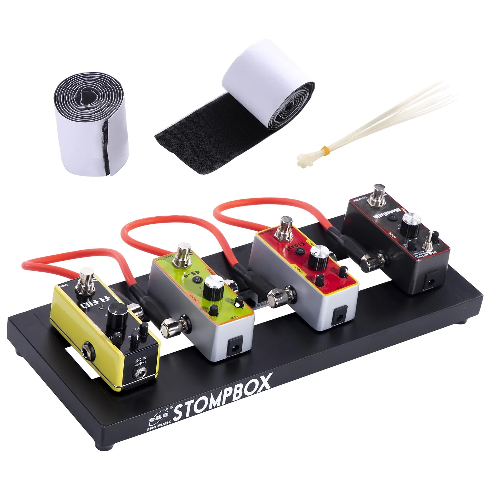 ENO MUSIC 14" Mini Pedal Board Guitar Effects Compact Small Pedalboard with Pedals Mountain Tape & Cable Tie ES-1 14" Pedalboard - Image 8