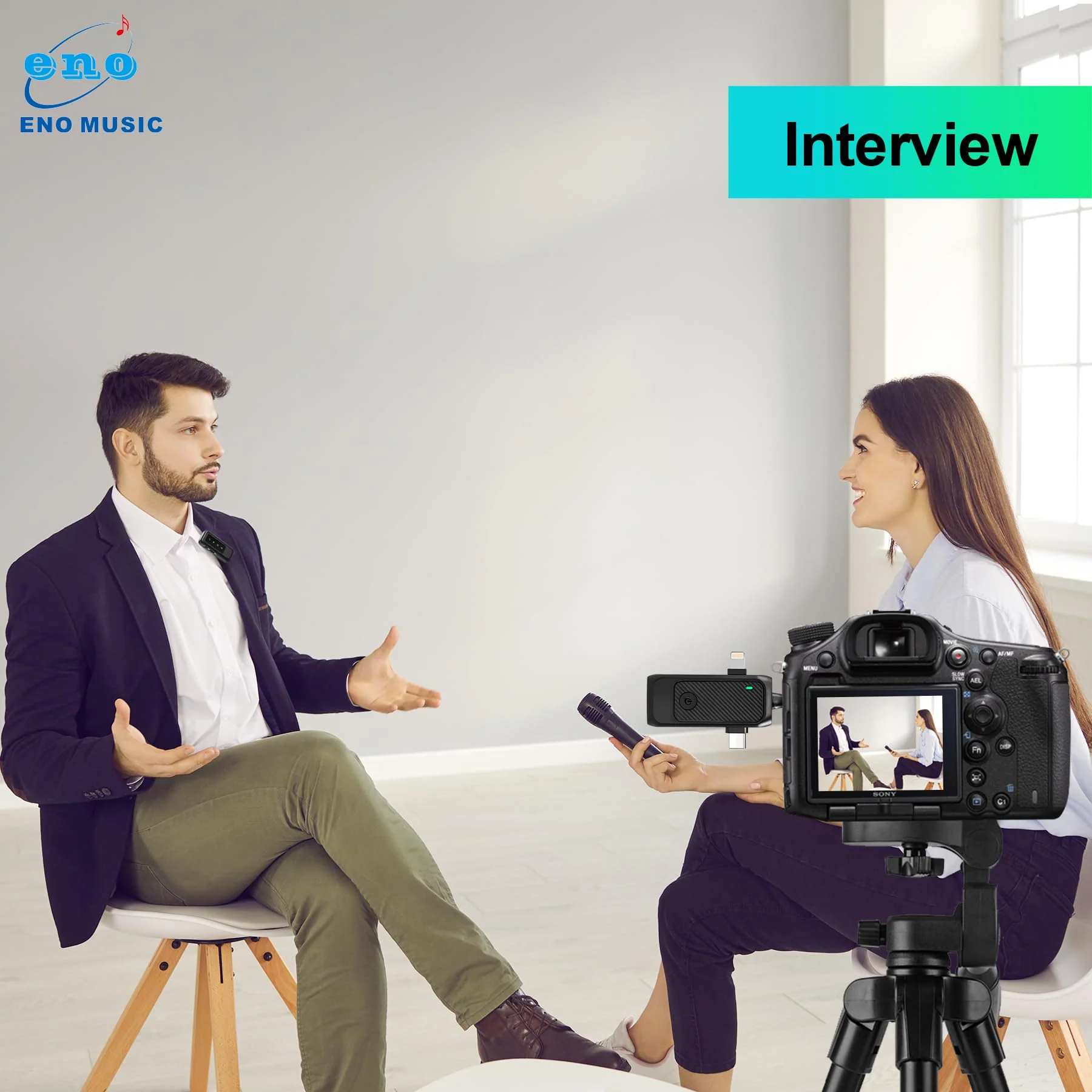 ENO MUSIC 3 in 1 Clip-on Wireless Lavalier Microphones for iPhone, Android, Camera, 8 Hours Rechargeable Battery, USB-C Microphone with Noise Reduction for Video Recording, Vlog, YouTube, TikTok - Image 6