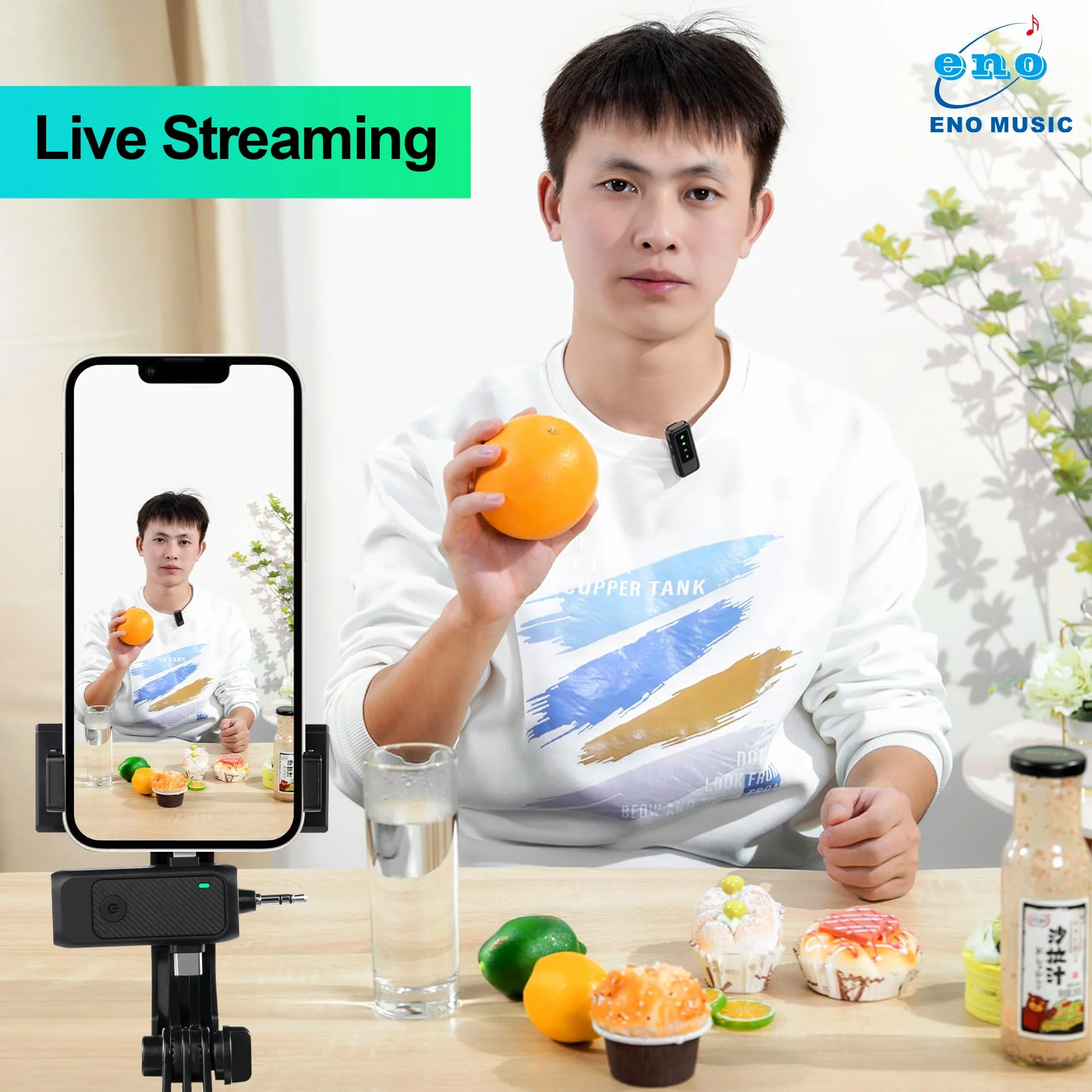 ENO MUSIC 3 in 1 Clip-on Wireless Lavalier Microphones for iPhone, Android, Camera, 8 Hours Rechargeable Battery, USB-C Microphone with Noise Reduction for Video Recording, Vlog, YouTube, TikTok - Image 7