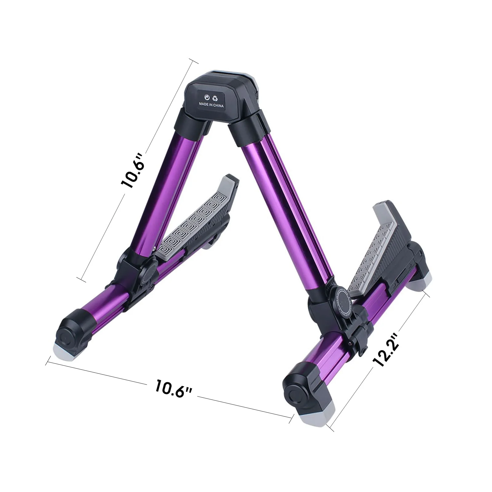 ENO MUSIC Alumium Alloy A-Frame Universal Folding Acoustic Guitar Stand for Electric Bass Guitars, Purple - Image 4