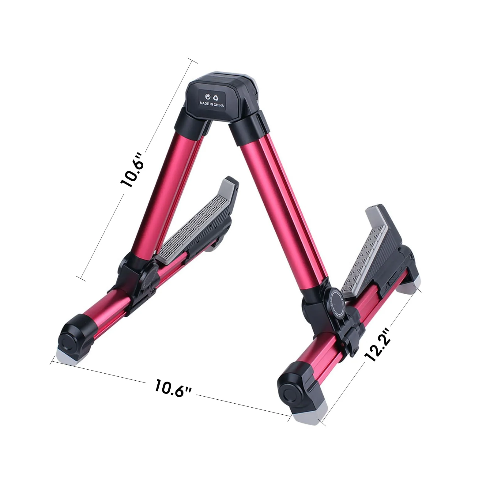ENO MUSIC Alumium Alloy A-Frame Universal Folding Acoustic Guitar Stand, Suitable for Electric Bass Guitars, Red - Image 2
