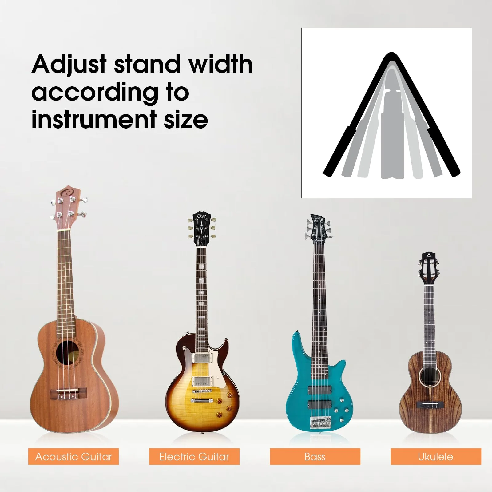 ENO MUSIC Alumium Alloy A-Frame Universal Folding Acoustic Guitar Stand, Suitable for Electric Bass Guitars, Red - Image 5