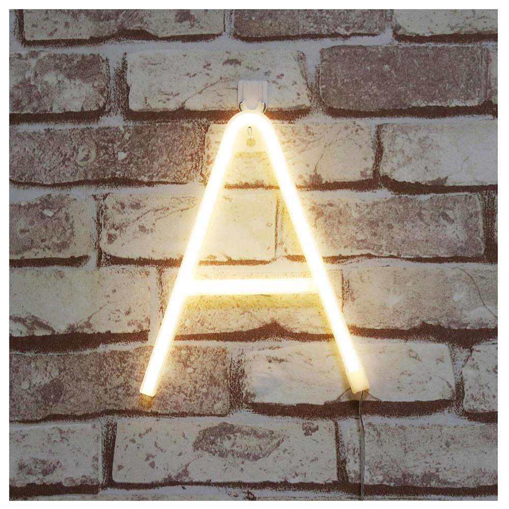 ENUOLI Warm White Neon Letter Sign Night Lights Neon Words Battery/USB Powered LED Alphabet Neon Art Lights Wall Decor Light up Words for Wedding Birthday Party Christmas Home Bar Decoration (A) - Image 5