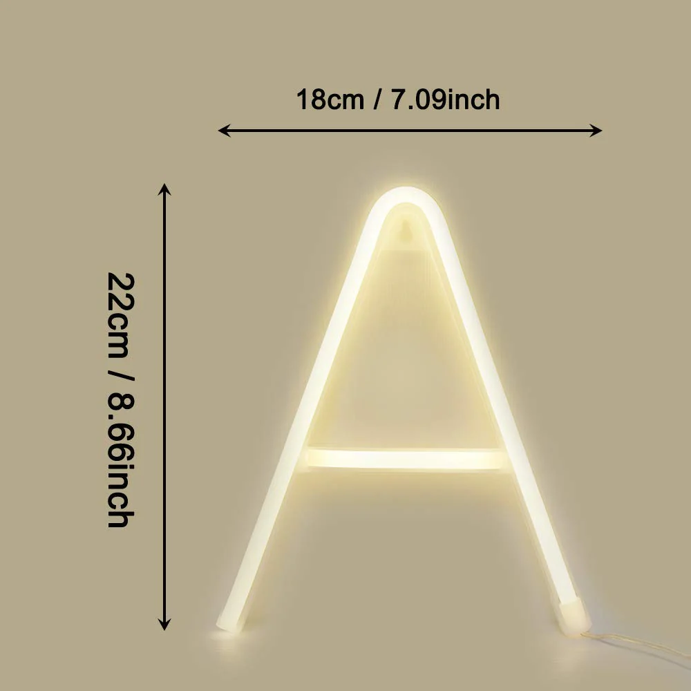 ENUOLI Warm White Neon Letter Sign Night Lights Neon Words Battery/USB Powered LED Alphabet Neon Art Lights Wall Decor Light up Words for Wedding Birthday Party Christmas Home Bar Decoration (A) - Image 7